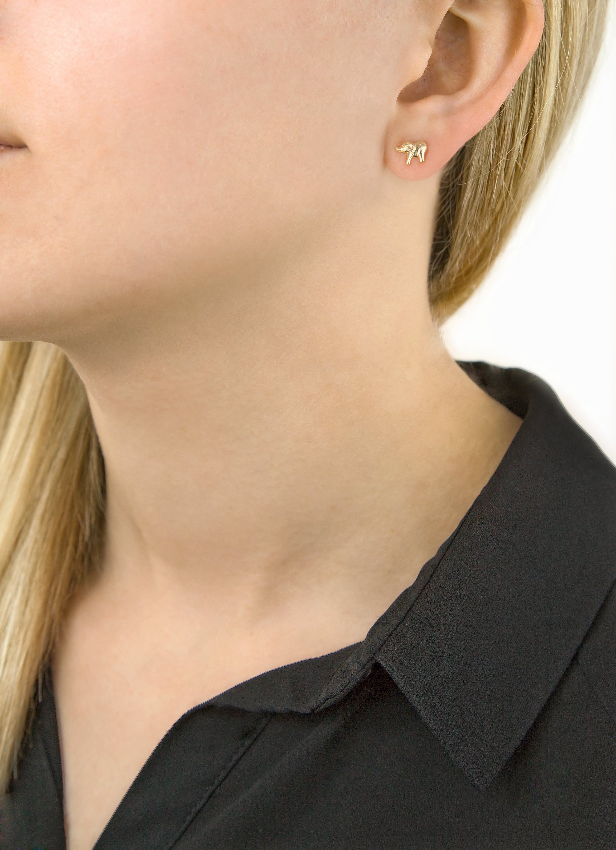 9ct Yellow Gold Elephant Stud Earrings