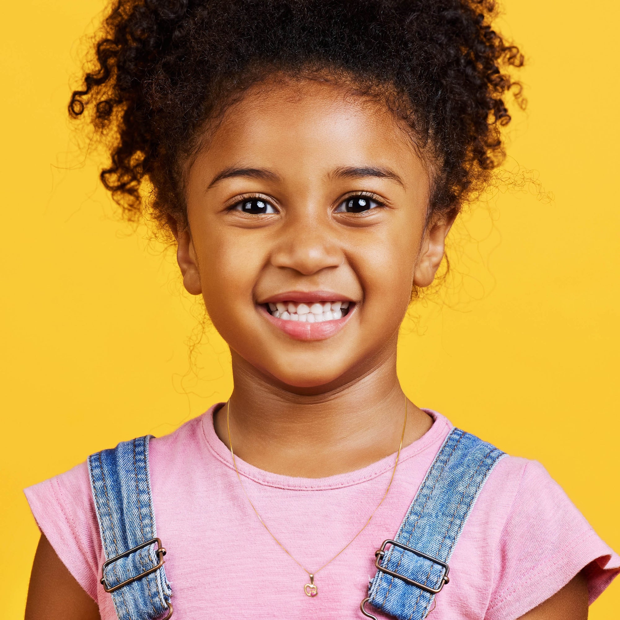 9ct Yellow Gold Pink Enamel Heart Necklace