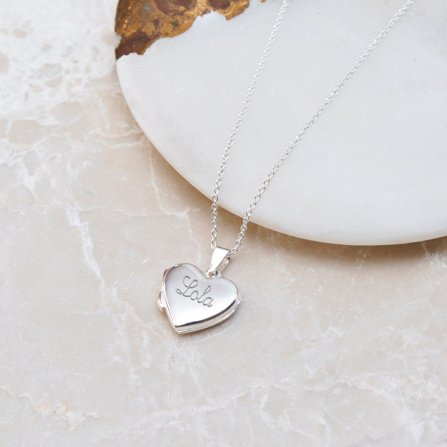 Personalised Sterling Silver Heart Locket Necklace
