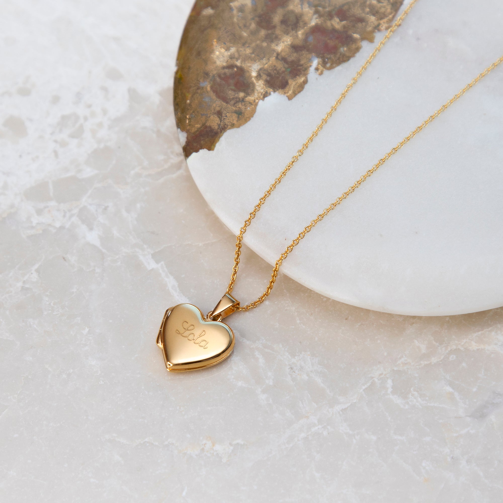 Personalised 18ct Yellow Gold Plated Heart Locket Necklace