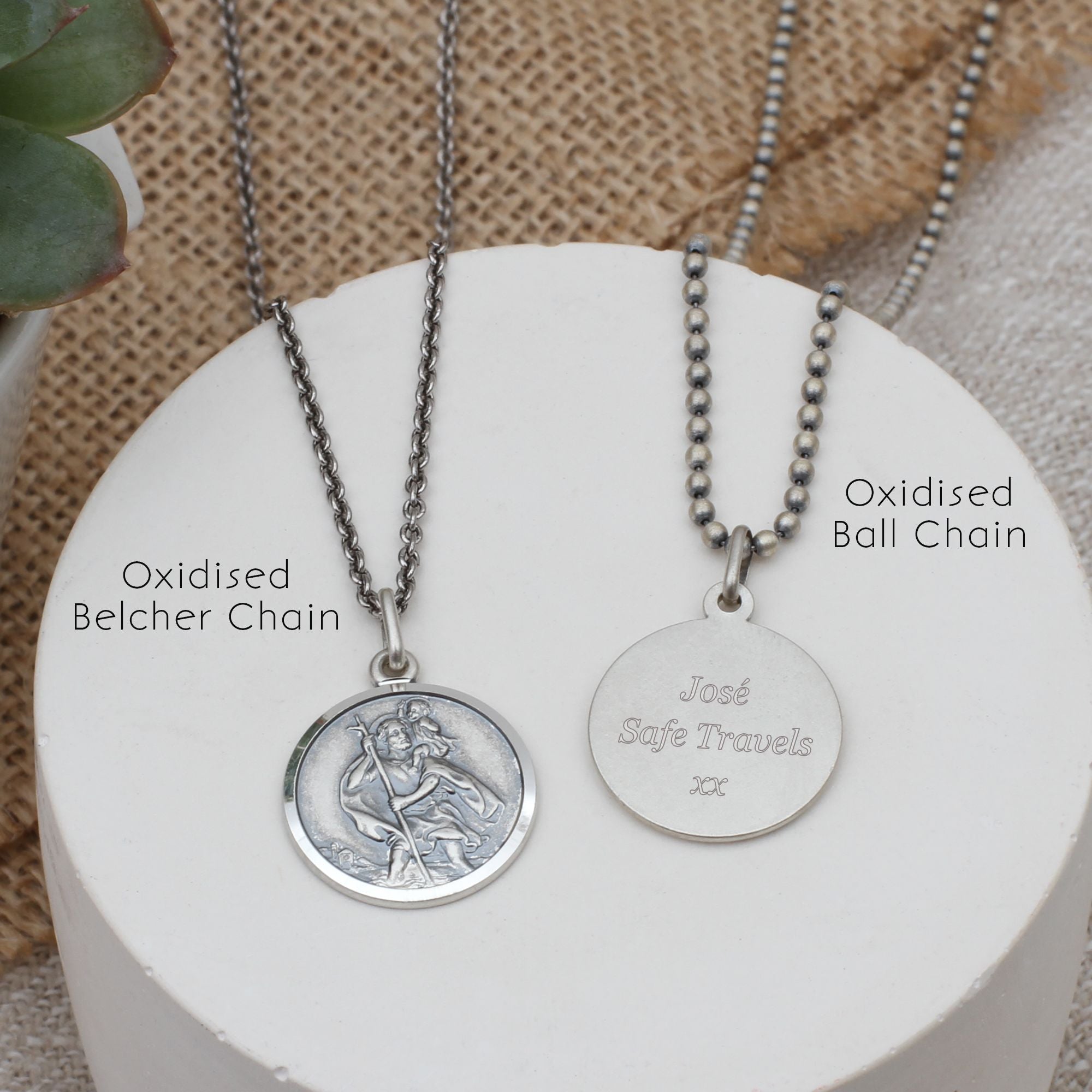 Personalised Silver St Christopher Medal Necklace