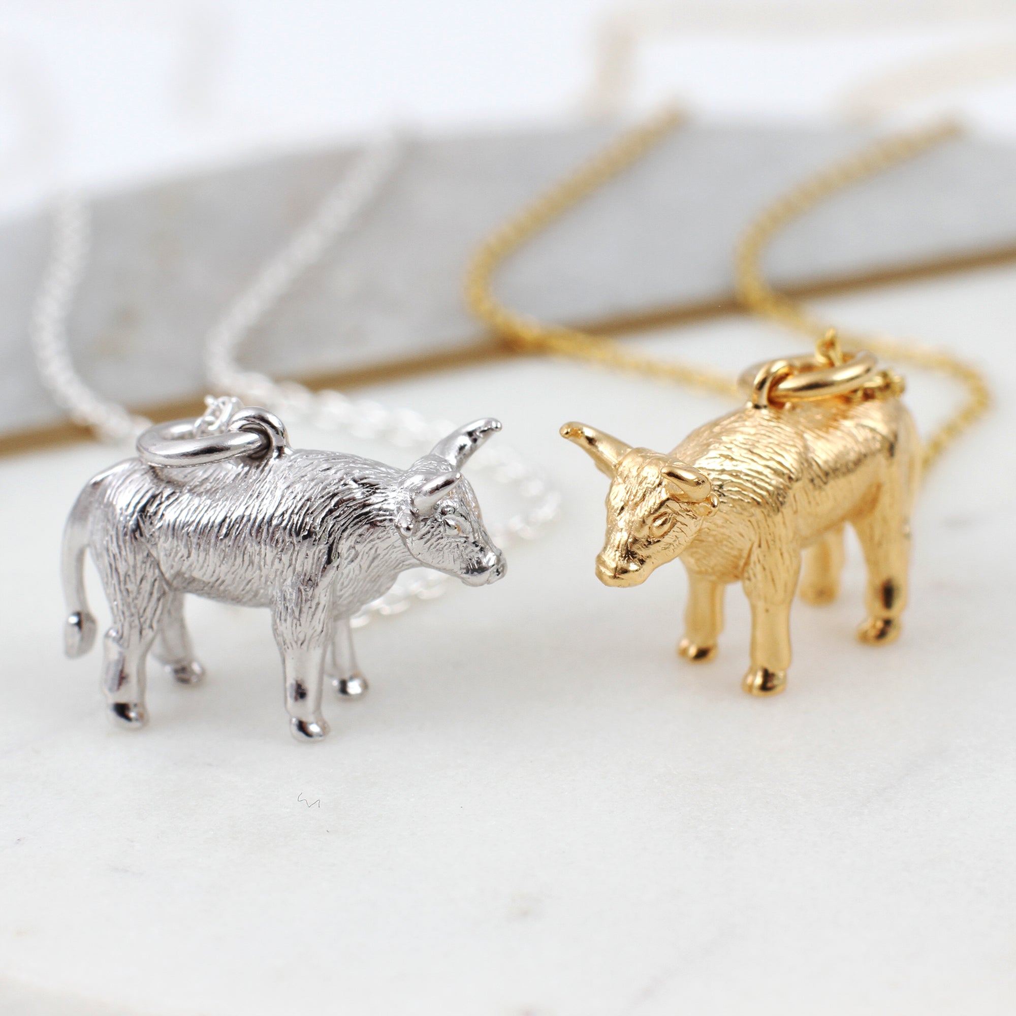 Sterling Silver or 18ct Yellow Gold Plated Chinese Zodiac Ox Necklace