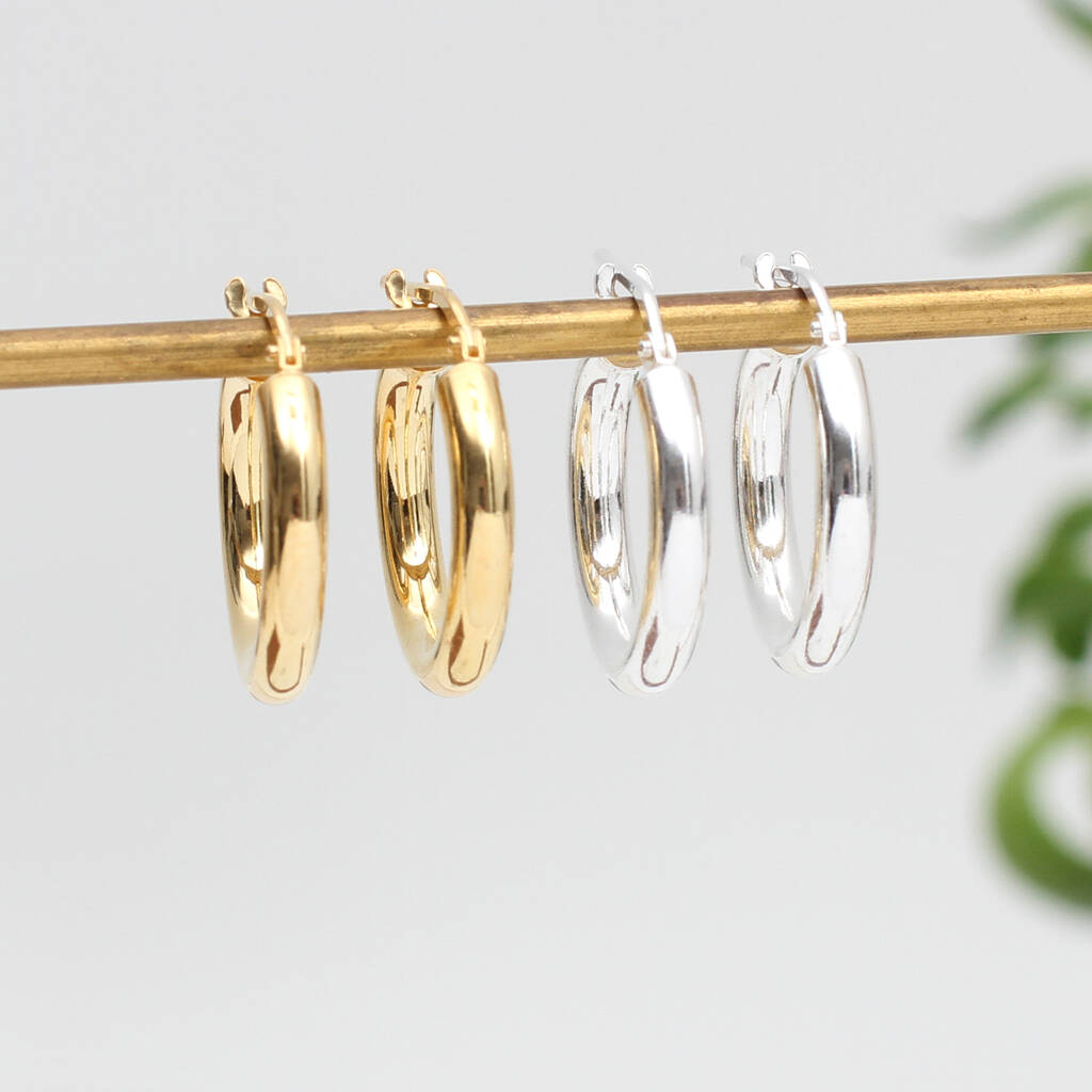 18ct Gold Plated or Sterling Silver Chunky Hoop Earrings