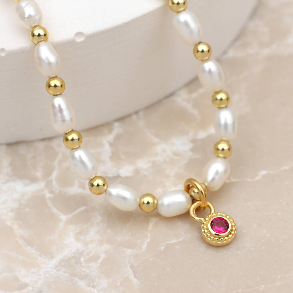 Personalised Birthstone & Freshwater Pearl Necklace