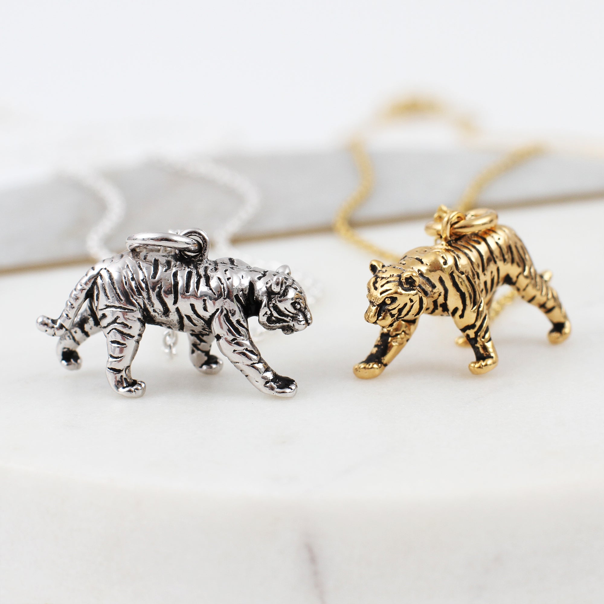 Sterling Silver or 18ct Yellow Gold Plated Chinese Zodiac Tiger Necklace