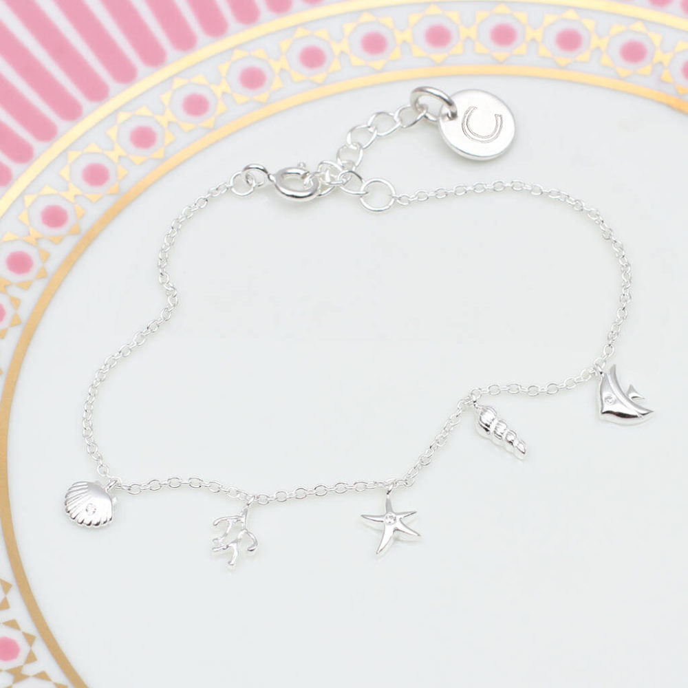 Personalised Sterling Silver 'Under The Sea' Anklet
