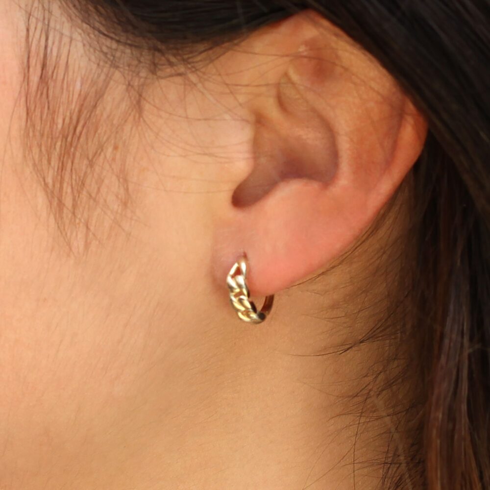 9ct Gold Plaited Huggie Hoop Earrings