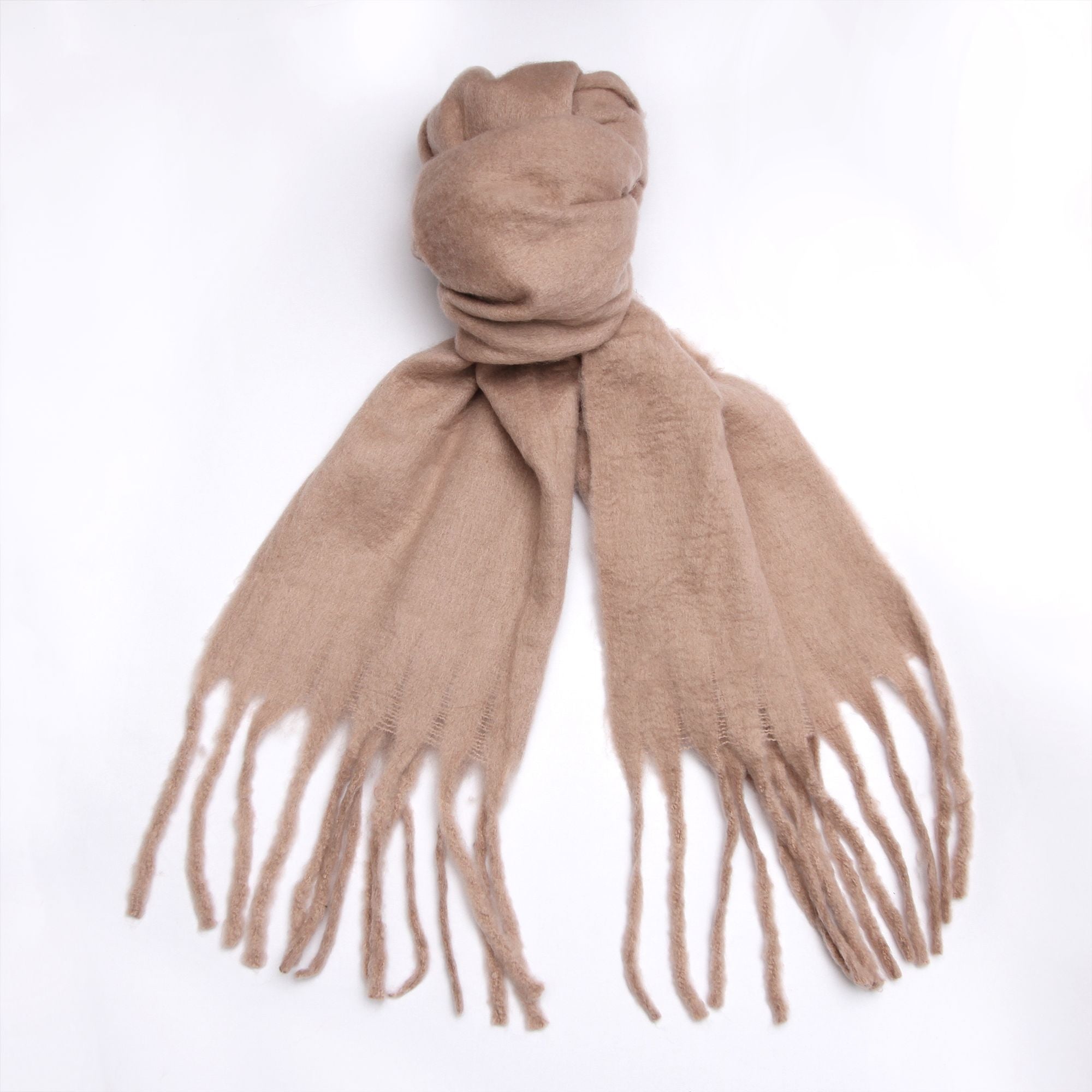 Heavyweight Taupe Tassel Scarf