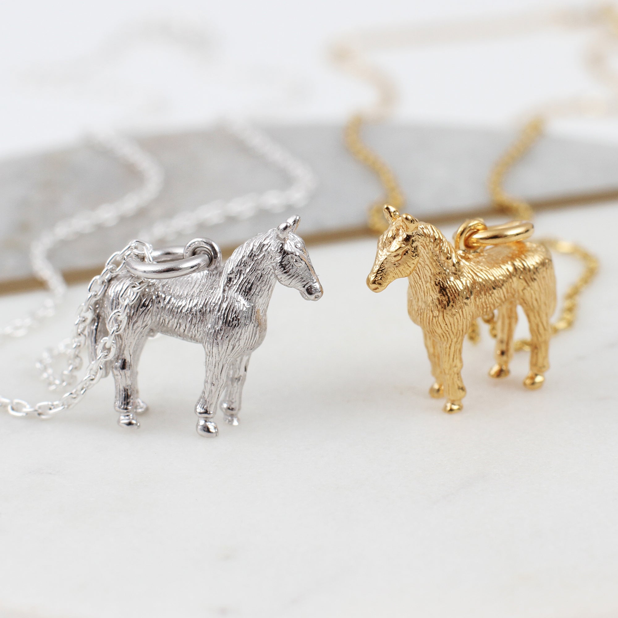 Sterling Silver or 18ct Yellow Gold Plated Chinese Zodiac Horse Necklace