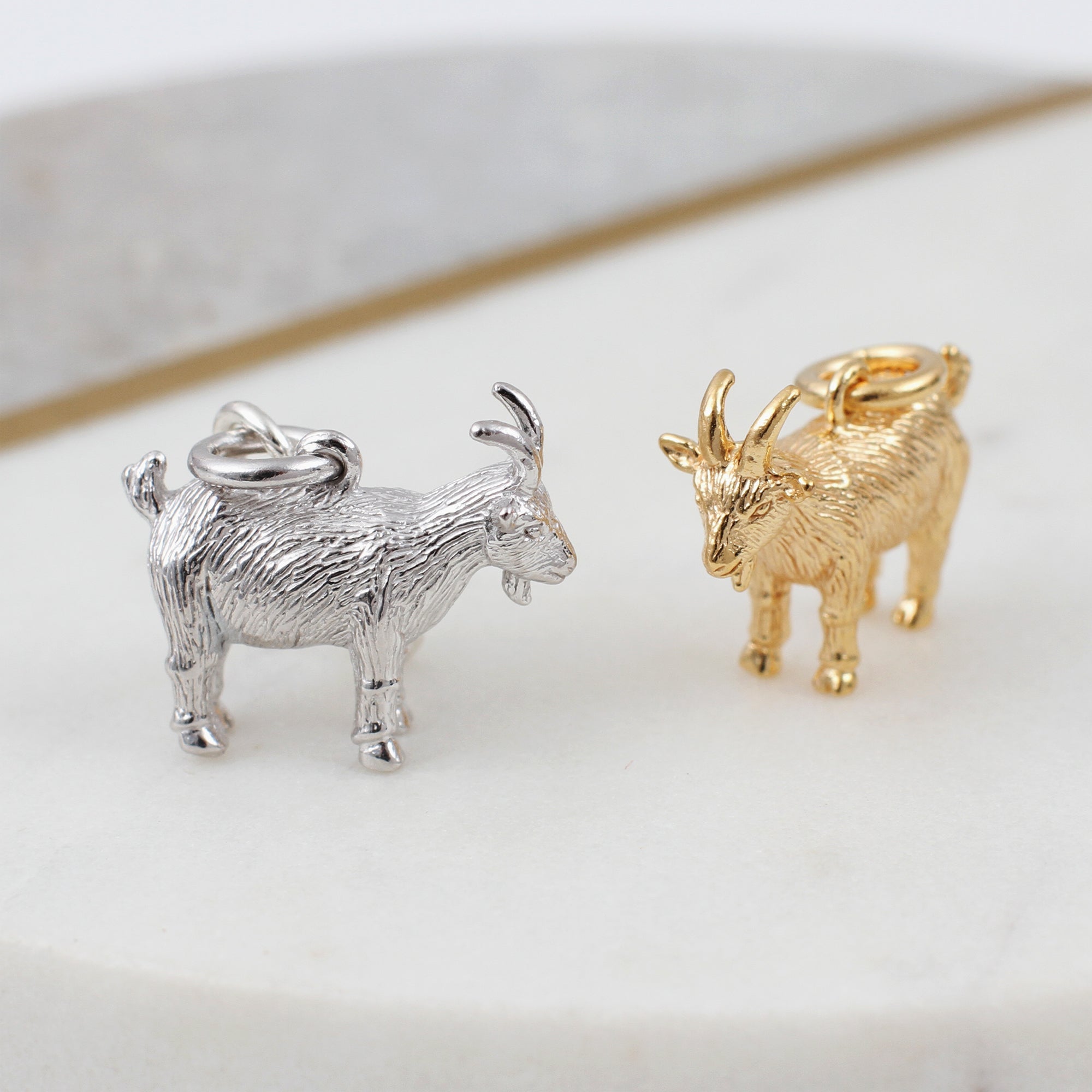 Sterling Silver or 18ct Yellow Gold Plated Chinese Zodiac Goat Charm