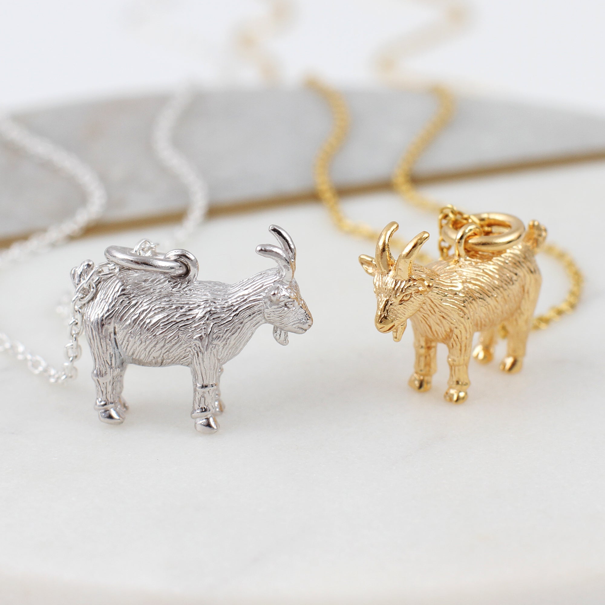 Sterling Silver or 18ct Yellow Gold Plated Chinese Zodiac Goat Necklace