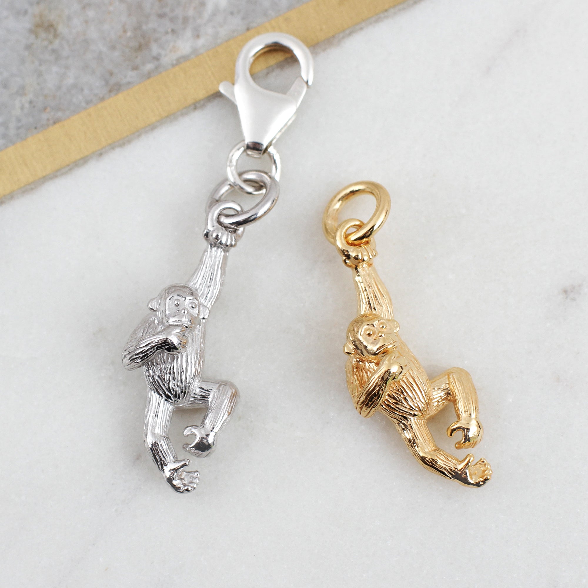 Sterling Silver or 18ct Yellow Gold Plated Chinese Zodiac Monkey Charm