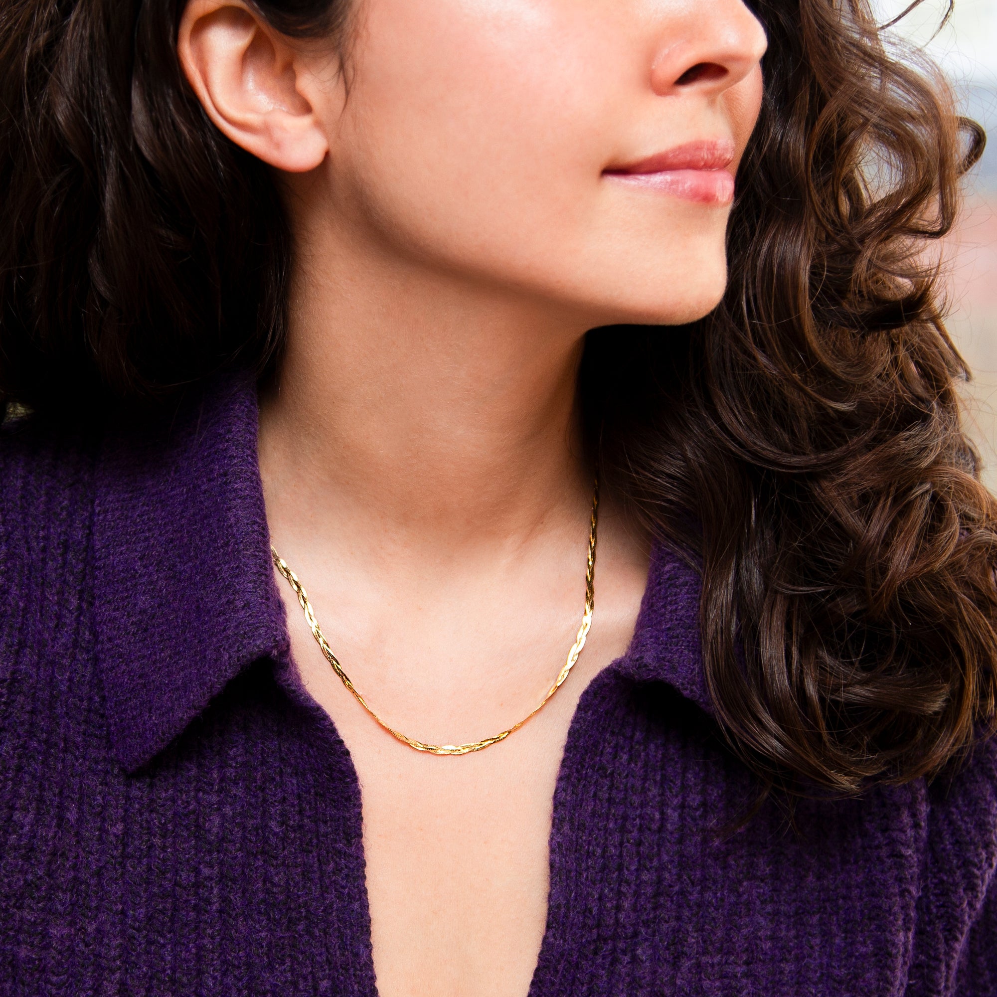 9ct Yellow Gold 3 Plait Herringbone Necklace