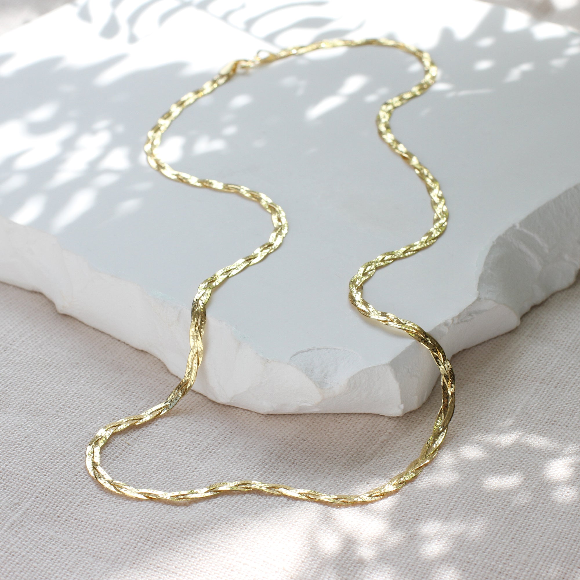 9ct Yellow Gold 3 Plait Herringbone Necklace