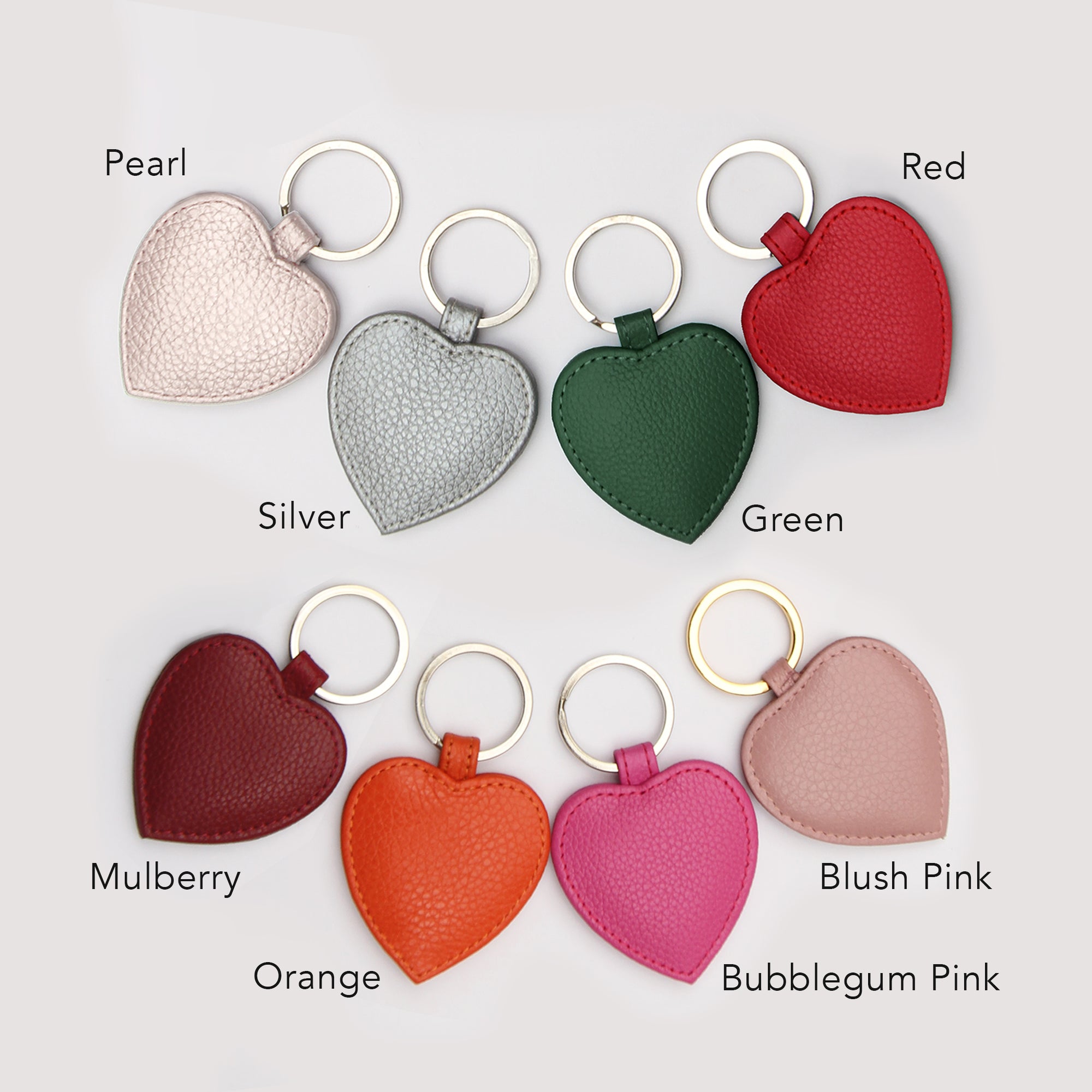 Personalised Leather Heart Charm Keyring