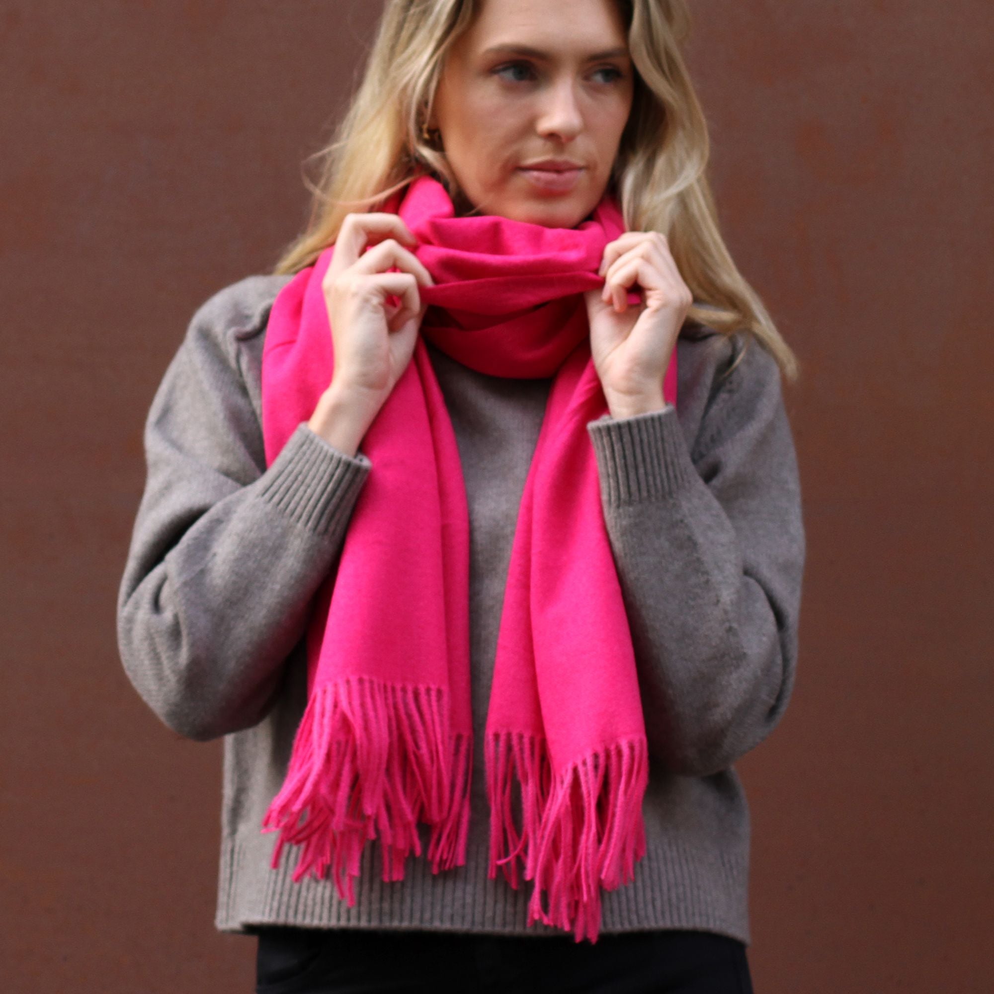 Hot Pink Heavyweight Tassel Scarf