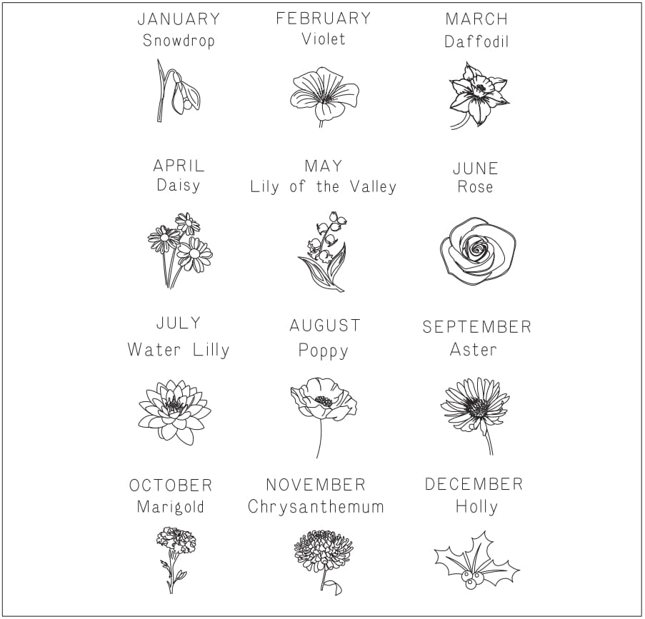 Personalised Silver or 18ct Gold Plated Birthstone & Flower Necklace