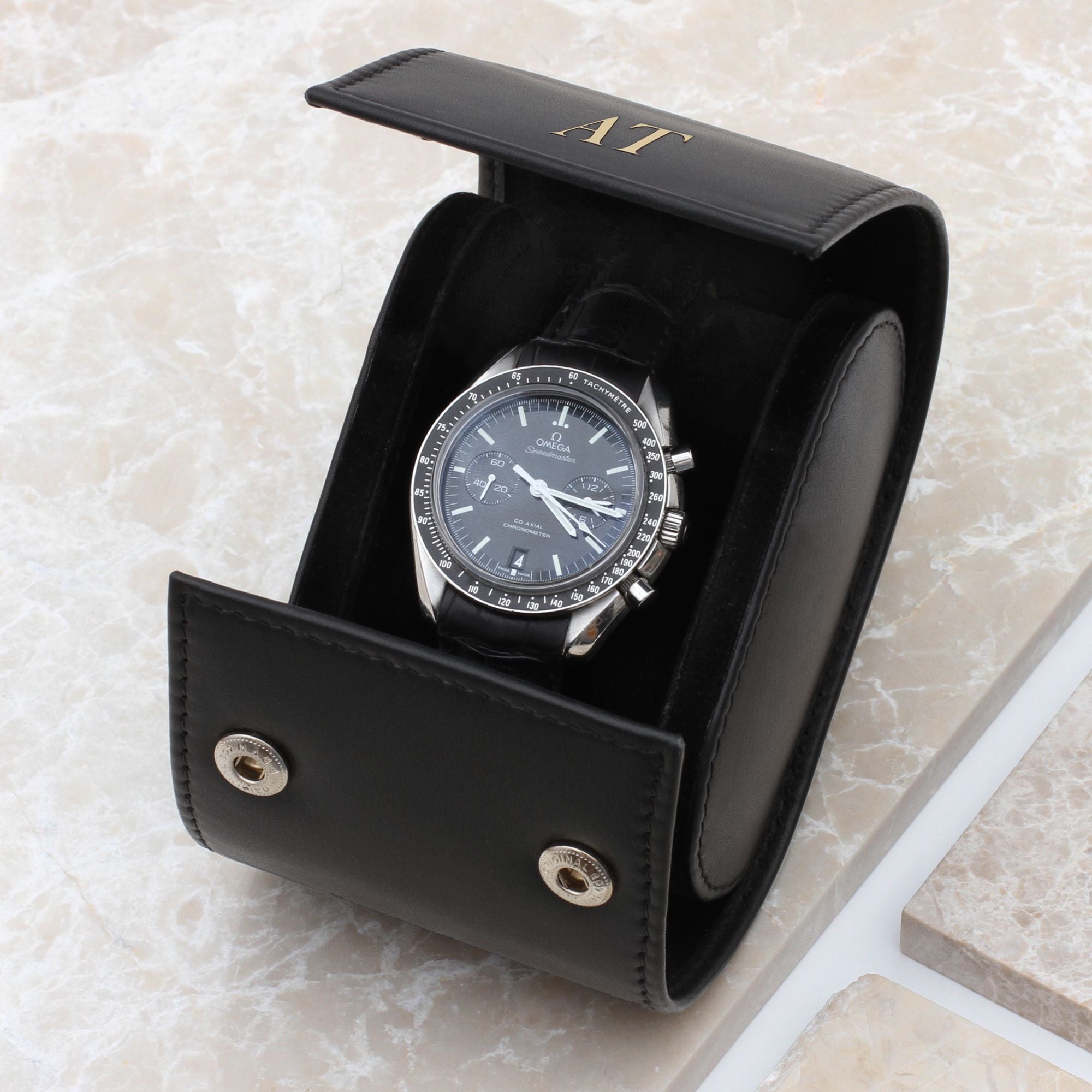 Personalised Luxury Italian Single Leather Watch Roll