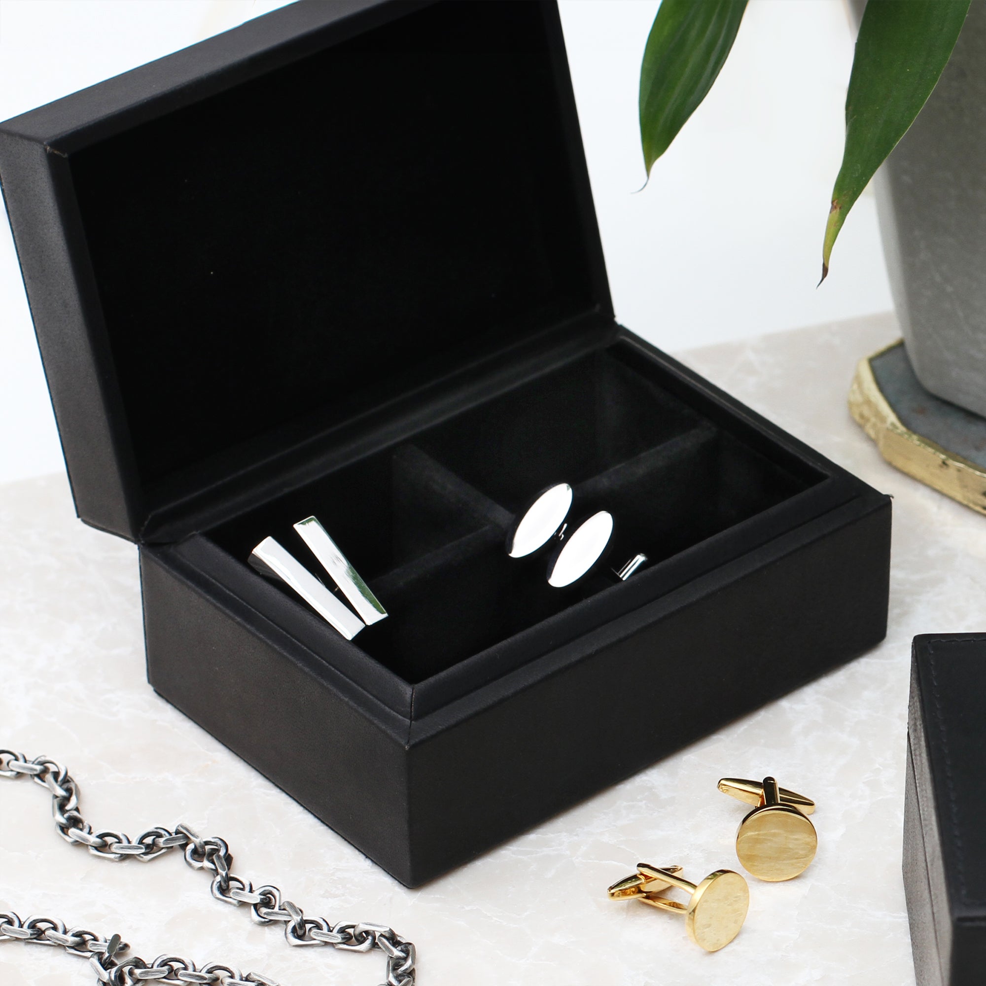 Personalised Initial Leather Cufflink Box