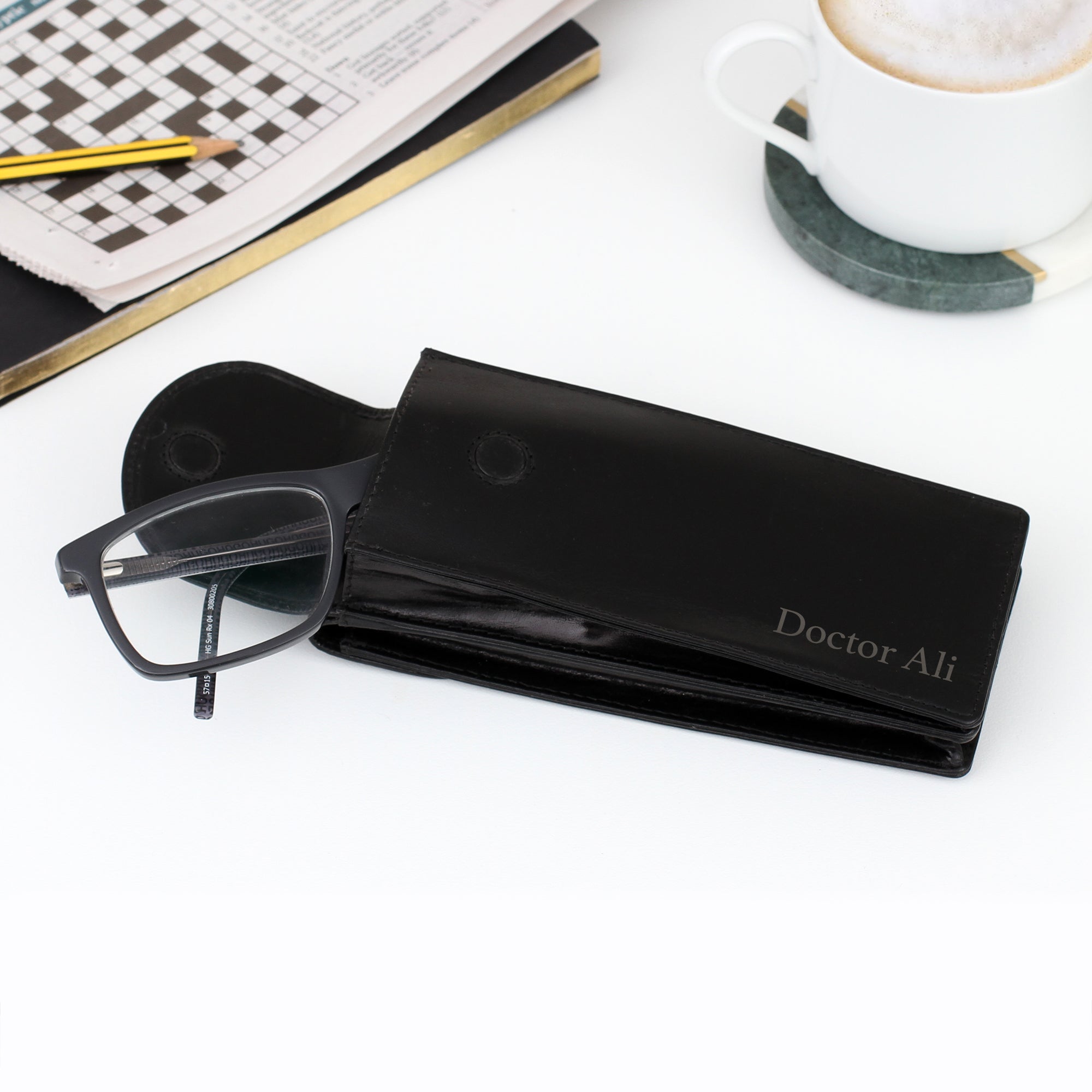 Personalised Luxury Leather Double Glasses Case