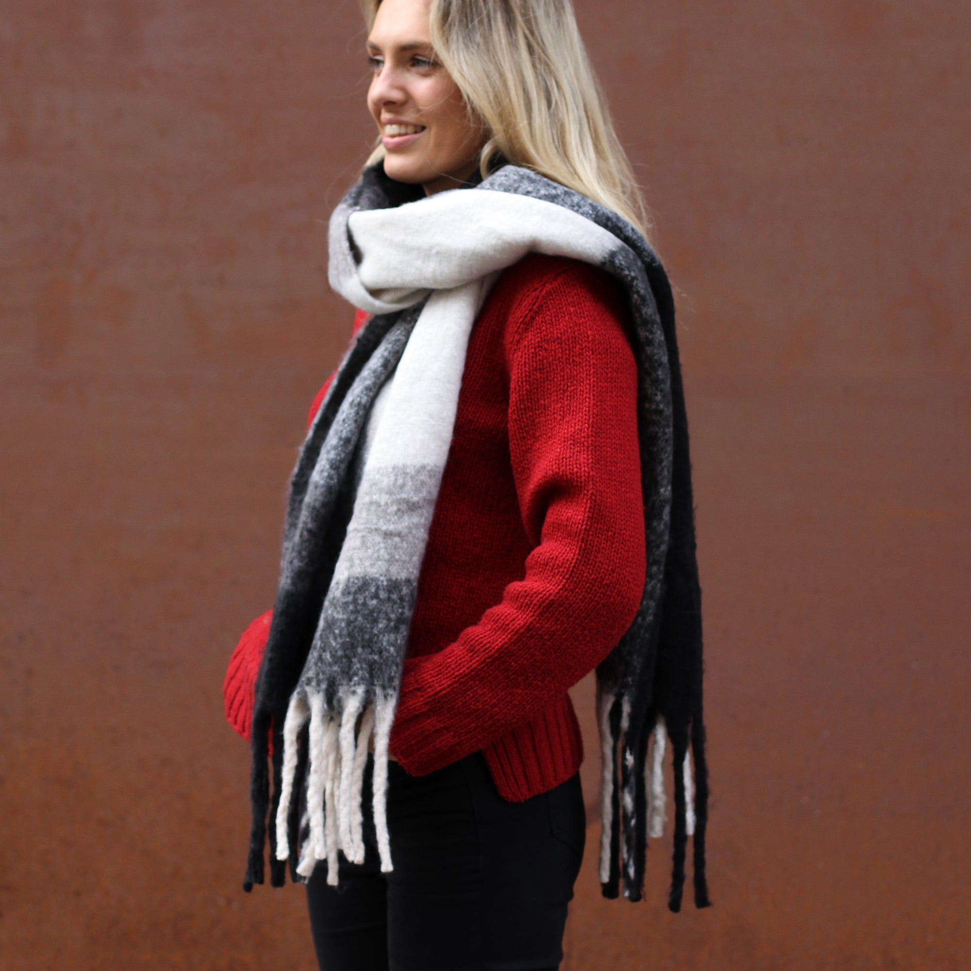 Monochrome Block Heavyweight Scarf