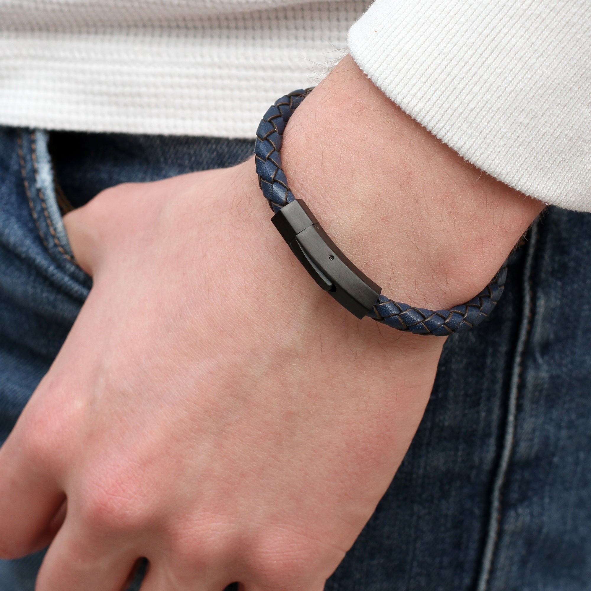 Personalised Black Ruthenium Hexagonal Clasp Bracelet