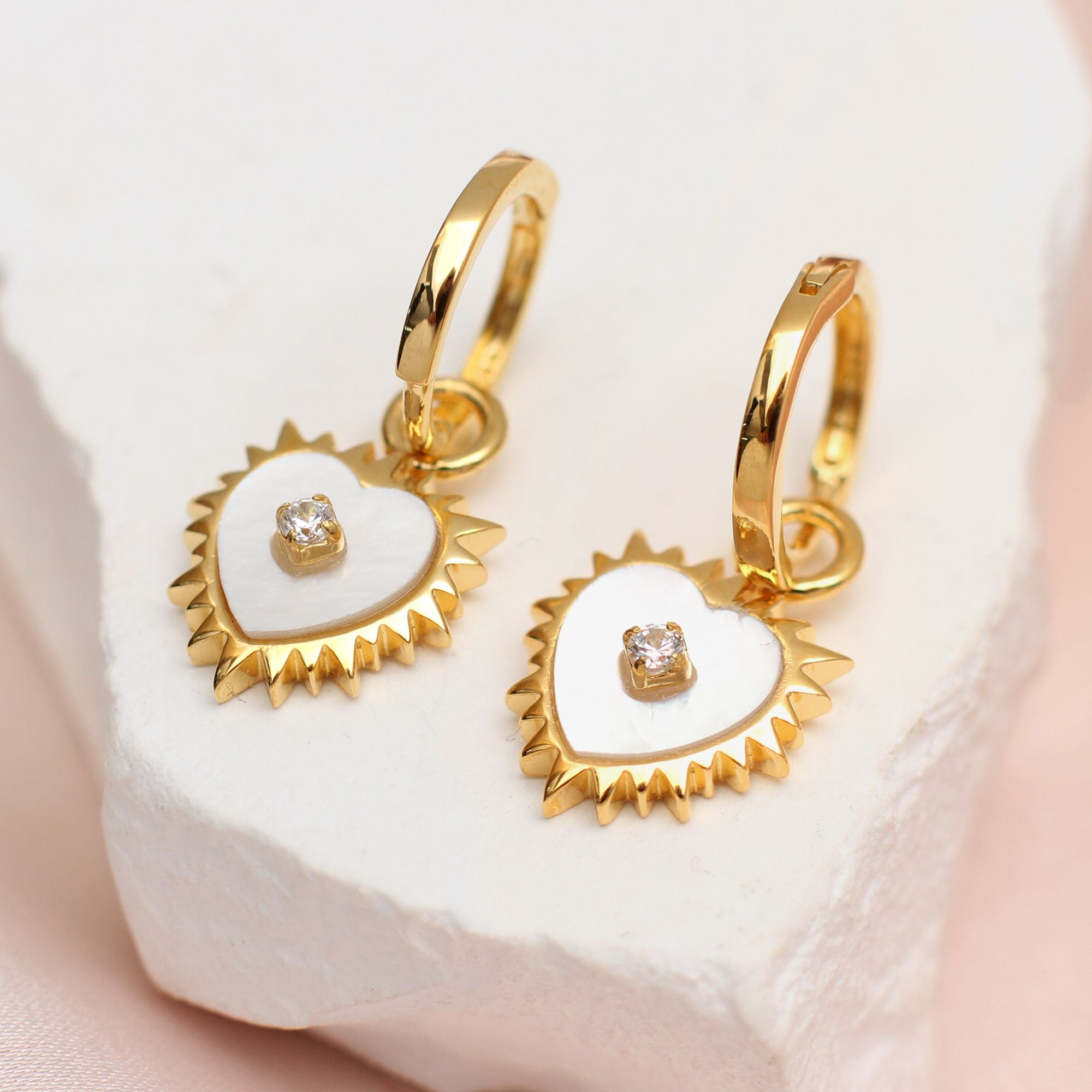 Gold & Mother of Pearl Sacred Heart Earrings