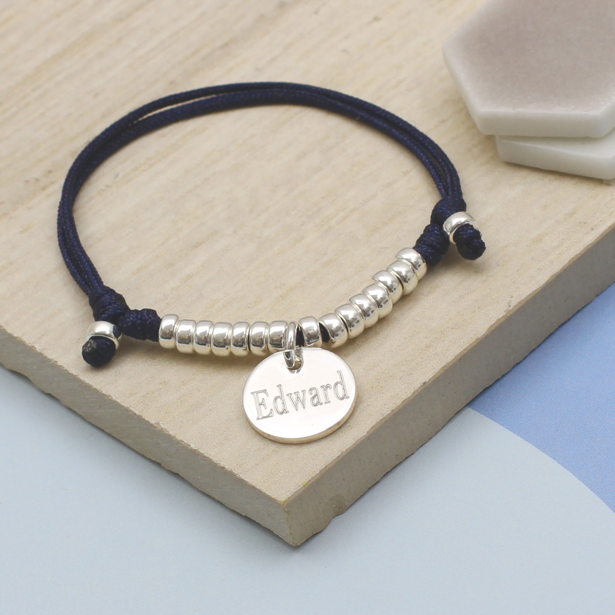 Boy's Personalised Sterling Silver Friendship Bracelet