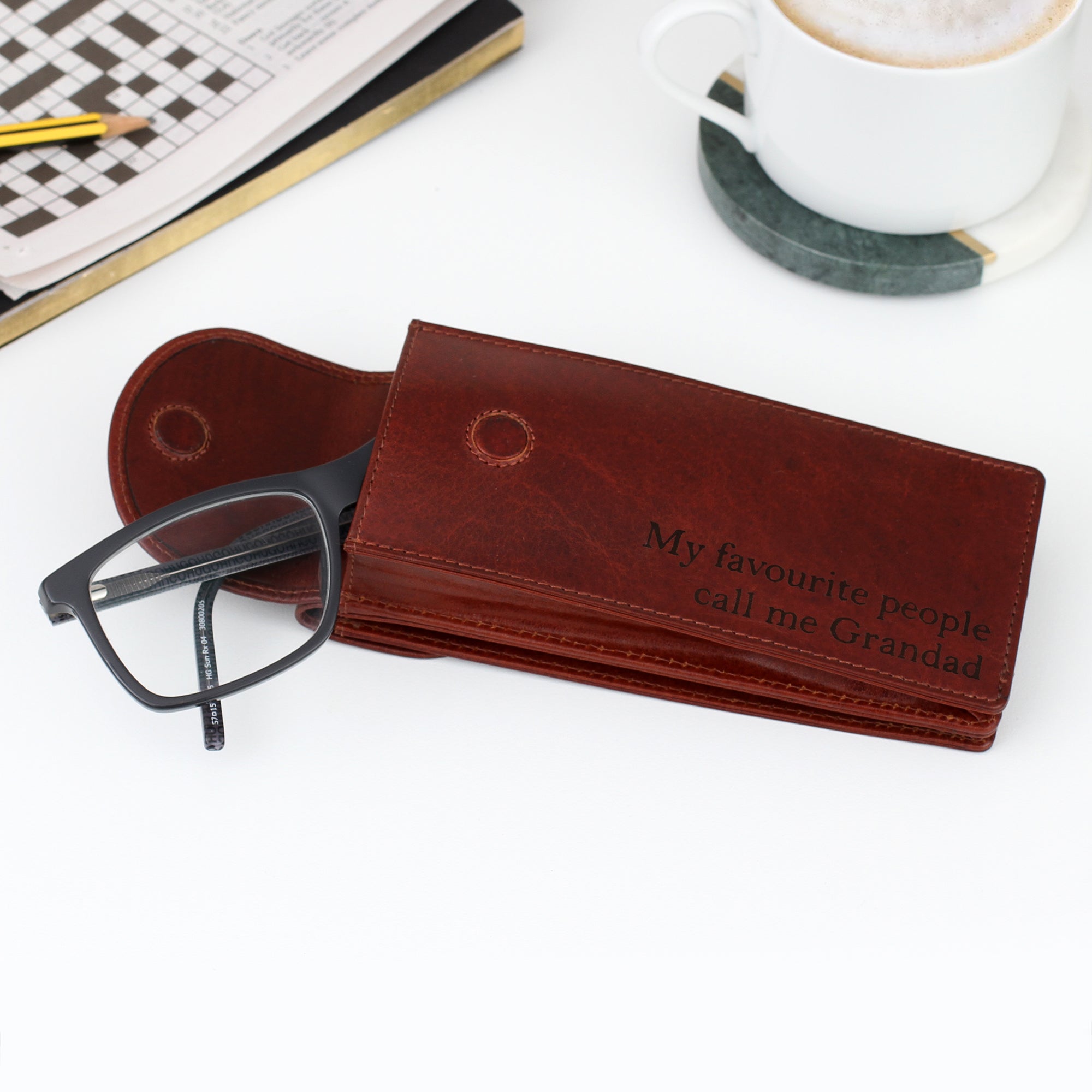 Personalised Luxury Leather Double Glasses Case