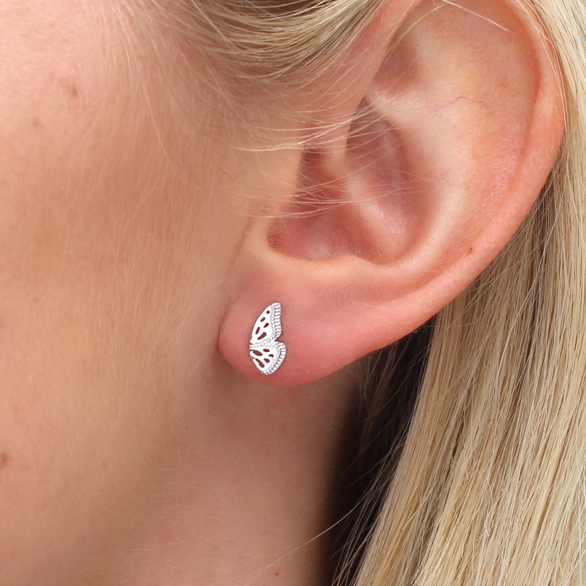 18ct Gold Plated Or Silver Butterfly Wing Stud Earrings