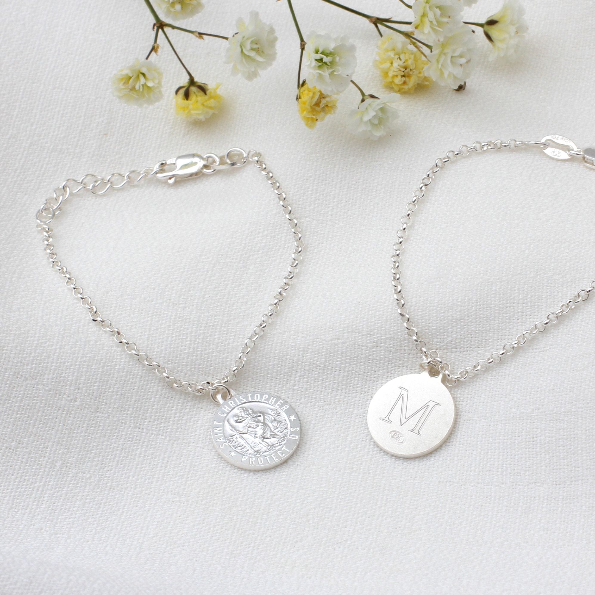 Personalised Silver St Christopher Christening Bracelet