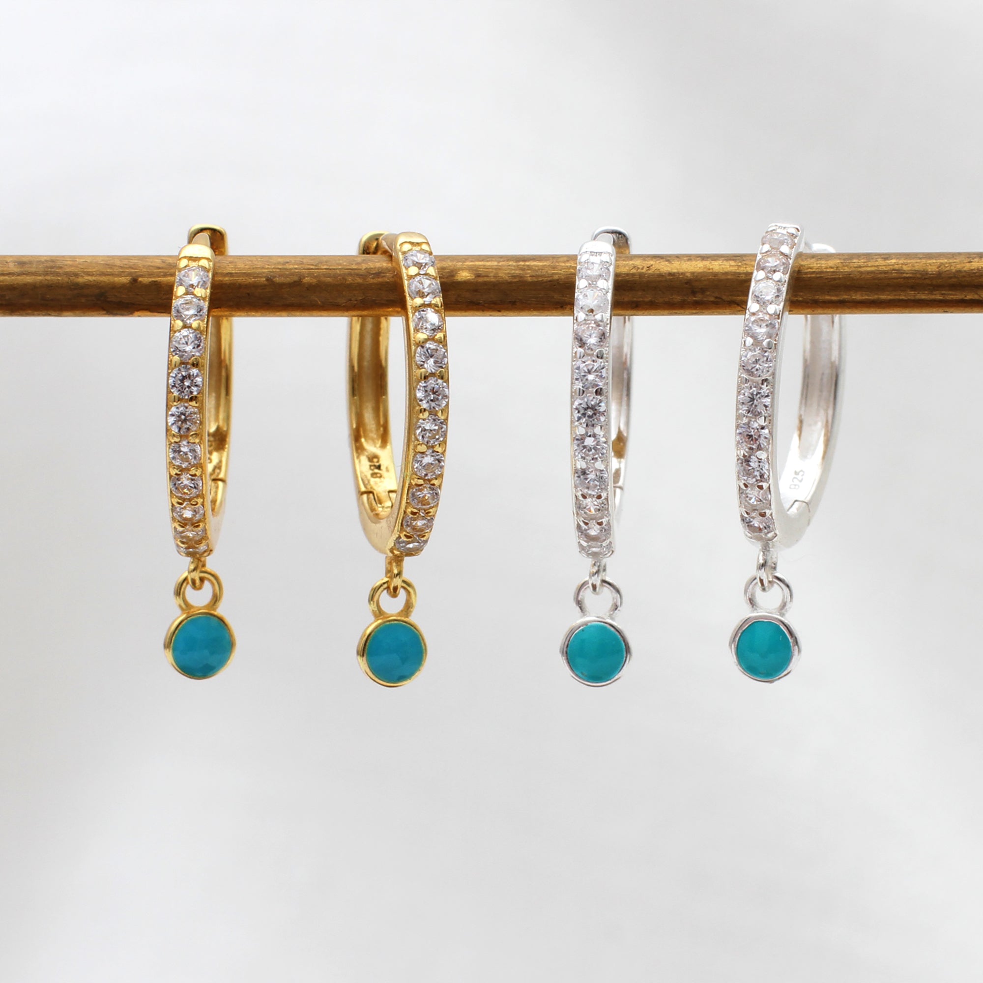 Sterling Silver Turquoise And Crystal Earrings