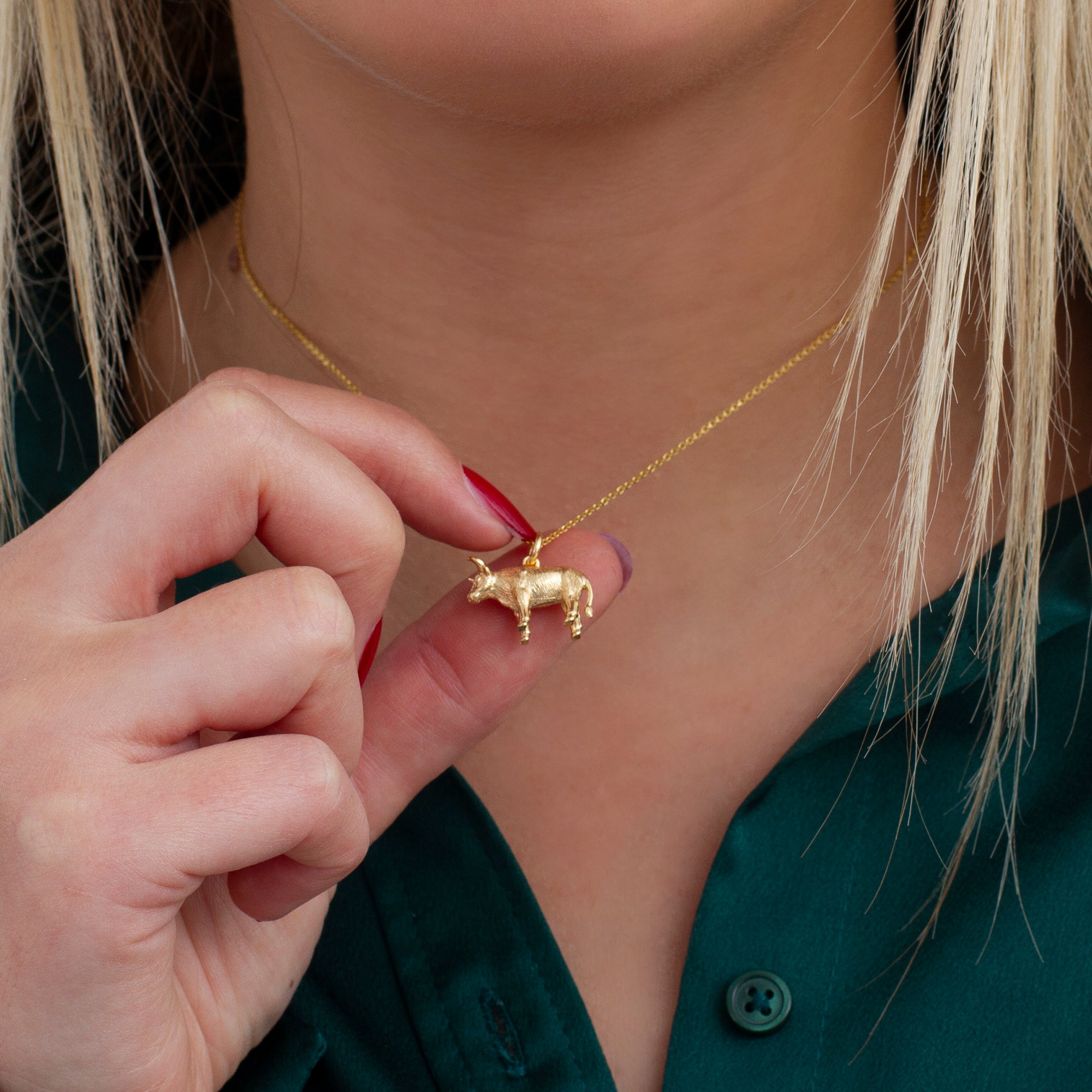 Sterling Silver or 18ct Yellow Gold Plated Chinese Zodiac Ox Necklace