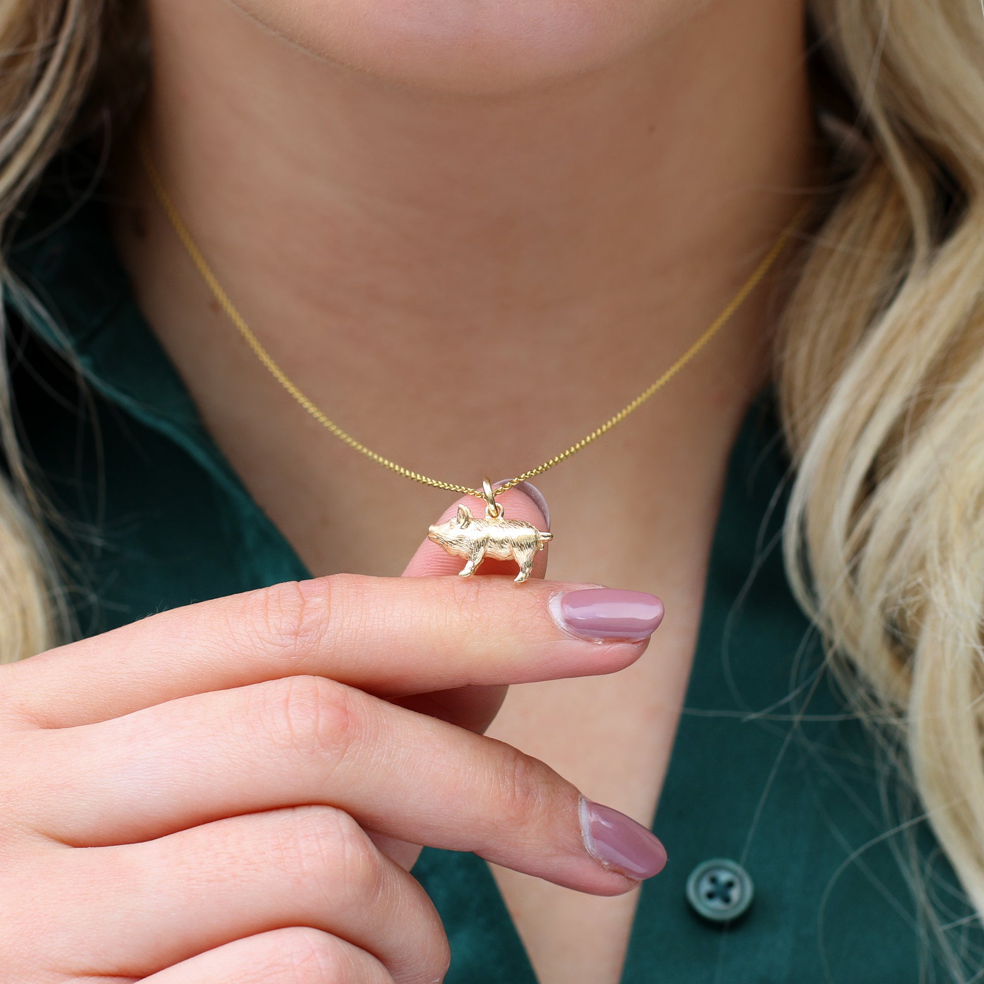 Sterling Silver or 18ct Yellow Gold Plated Chinese Zodiac Pig Necklace