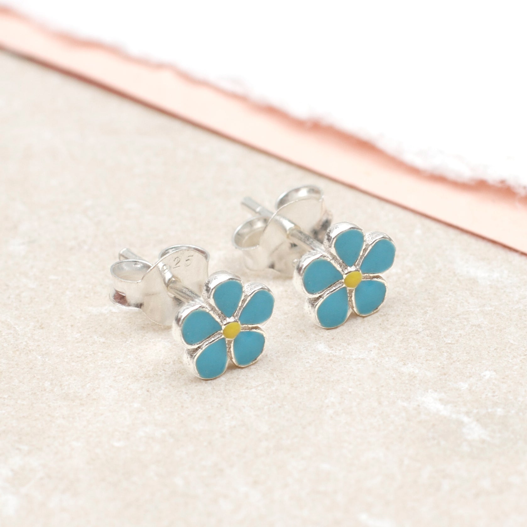 Sterling Silver & Pastel Enamel Daisy Earrings