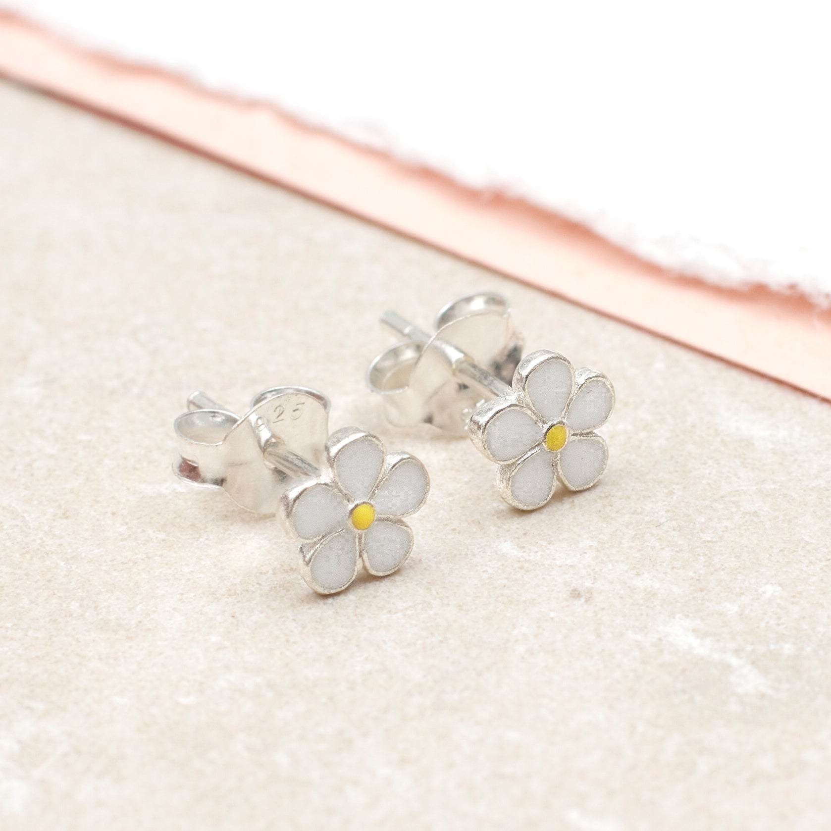 Sterling Silver & Pastel Enamel Daisy Earrings