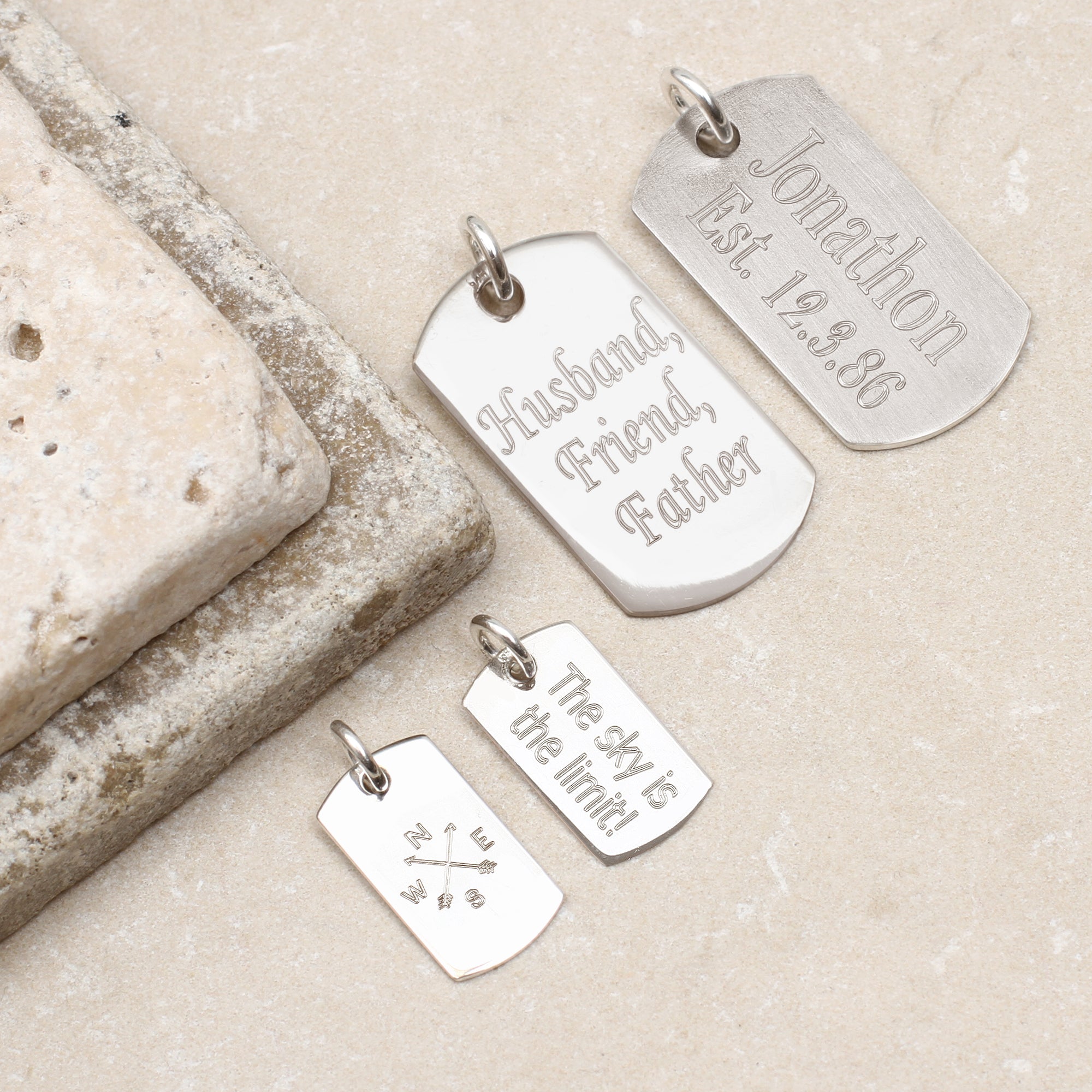 Personalised Sterling Silver Dog Tag Charms