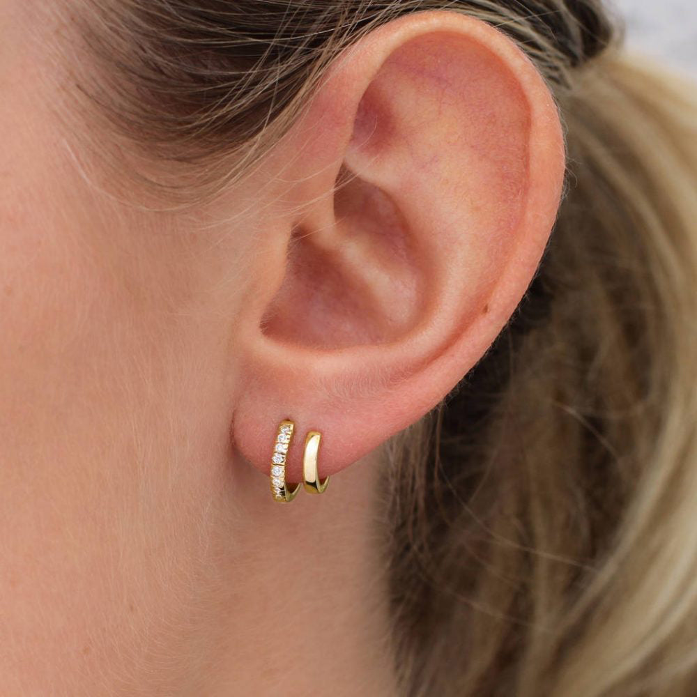 18ct Gold or Silver Double Huggie Hoop Earrings
