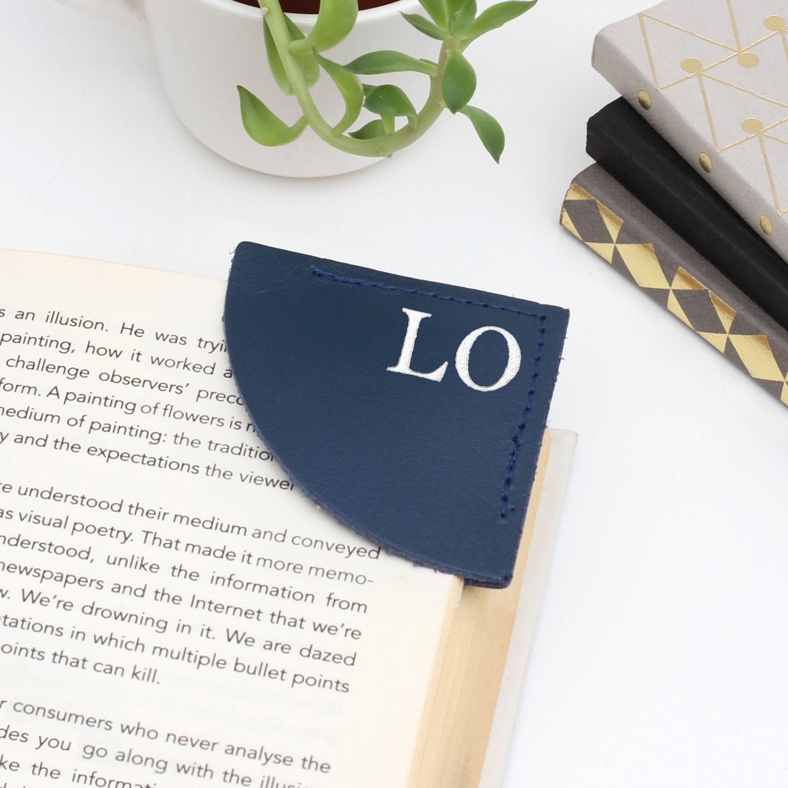 Personalised Initials Leather Page Corner Bookmark