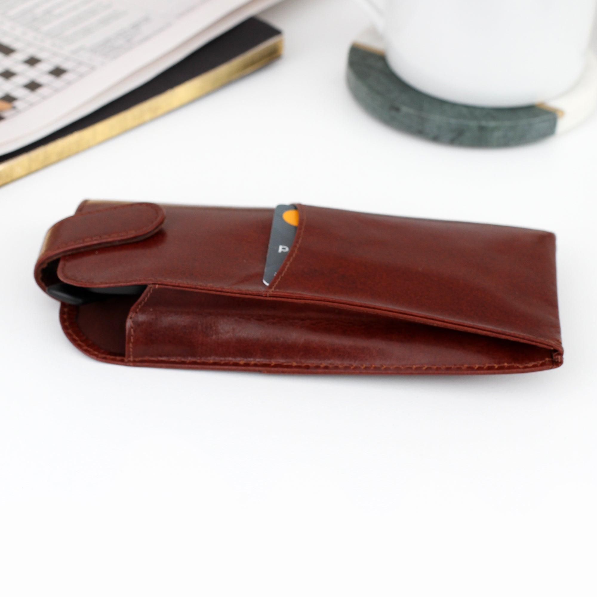 Personalised Leather Glasses Case With Card Holder