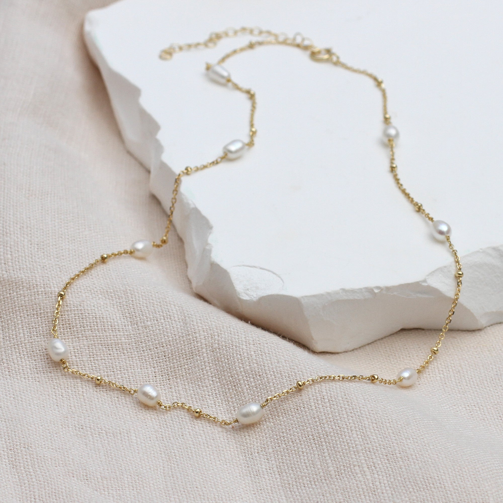 Personalised Gold Or Silver Pearl And Satellite Chain Necklace