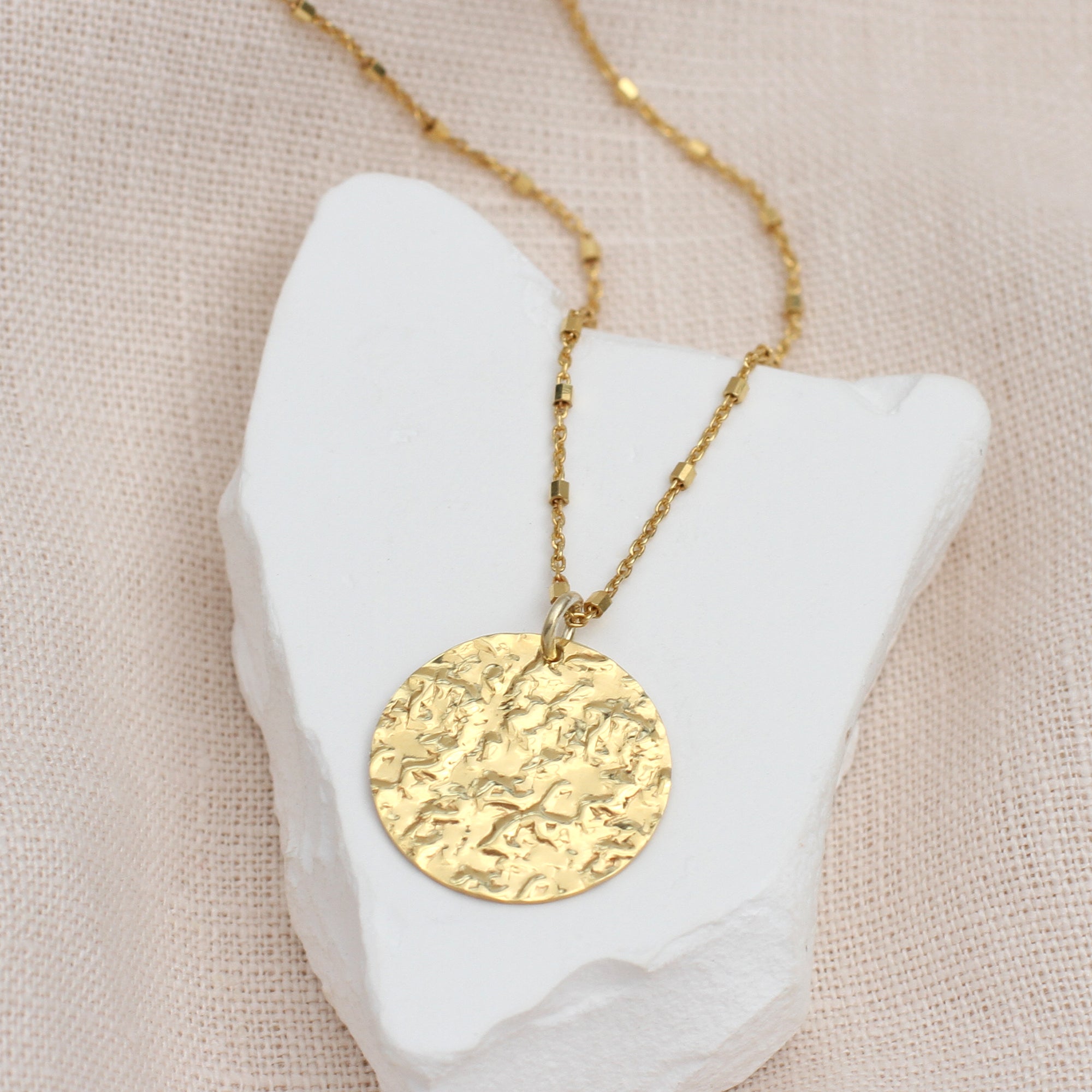 Personalised Gold Plated Or Silver Hammered Disc Necklace
