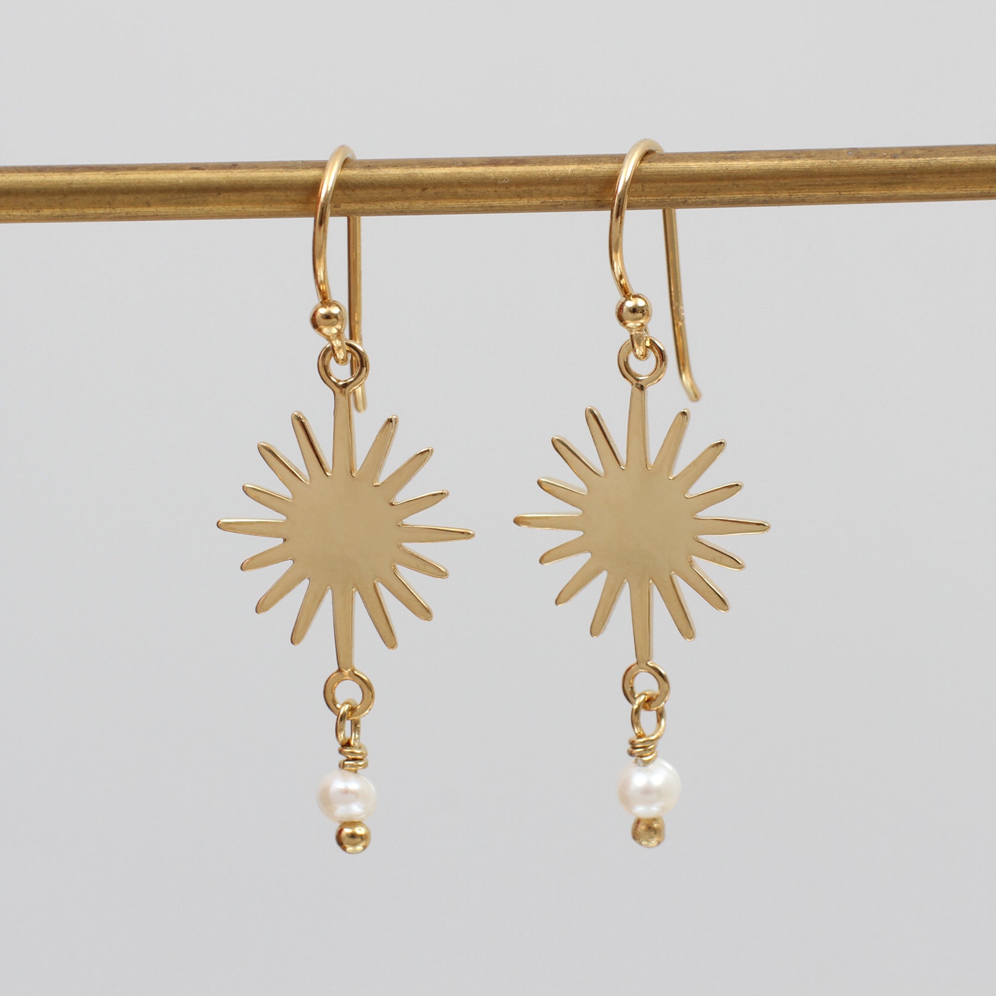 18ct Gold Plated Sun Hook Earrings