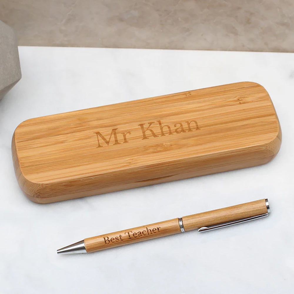 Teacher's Personalised Bamboo Pen And GiftBox
