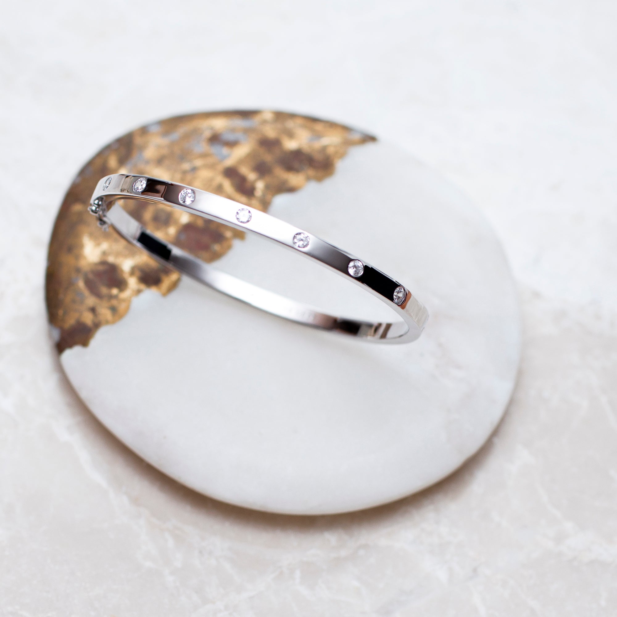 Sterling Silver Cubic Zirconia Bangle