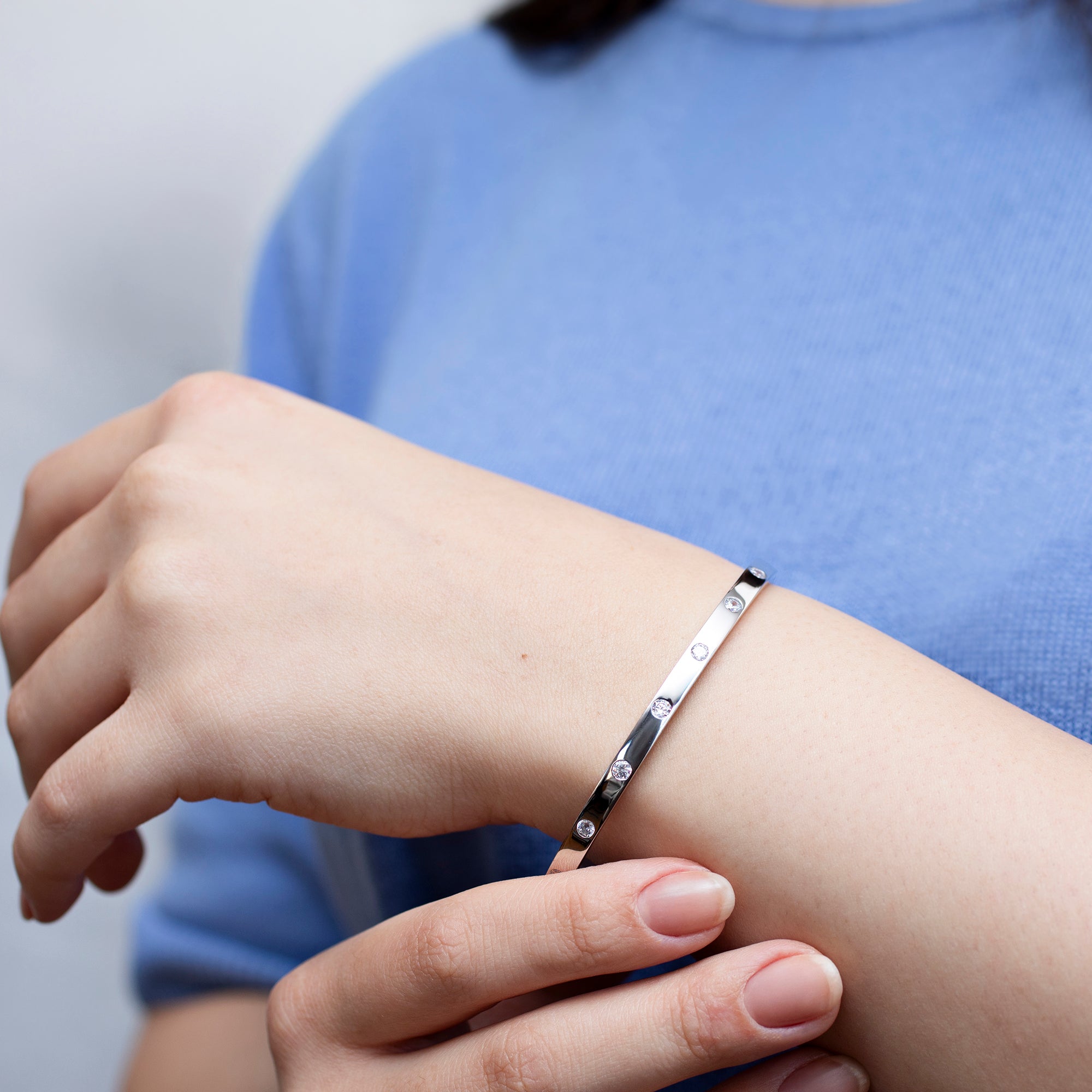 Sterling Silver Cubic Zirconia Bangle