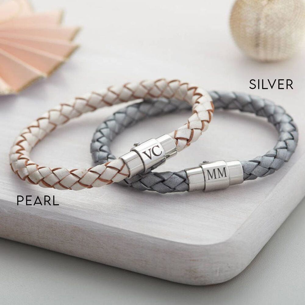 Teenage Boy's Leather Personalised Clasp Bracelet