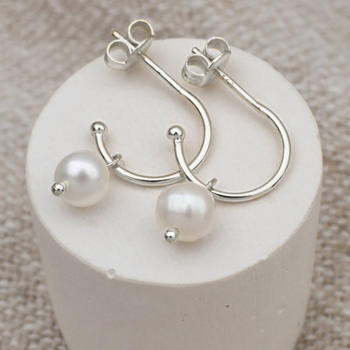 18ct Gold Plated Or Sterling Silver Pearl Hoop Earrings