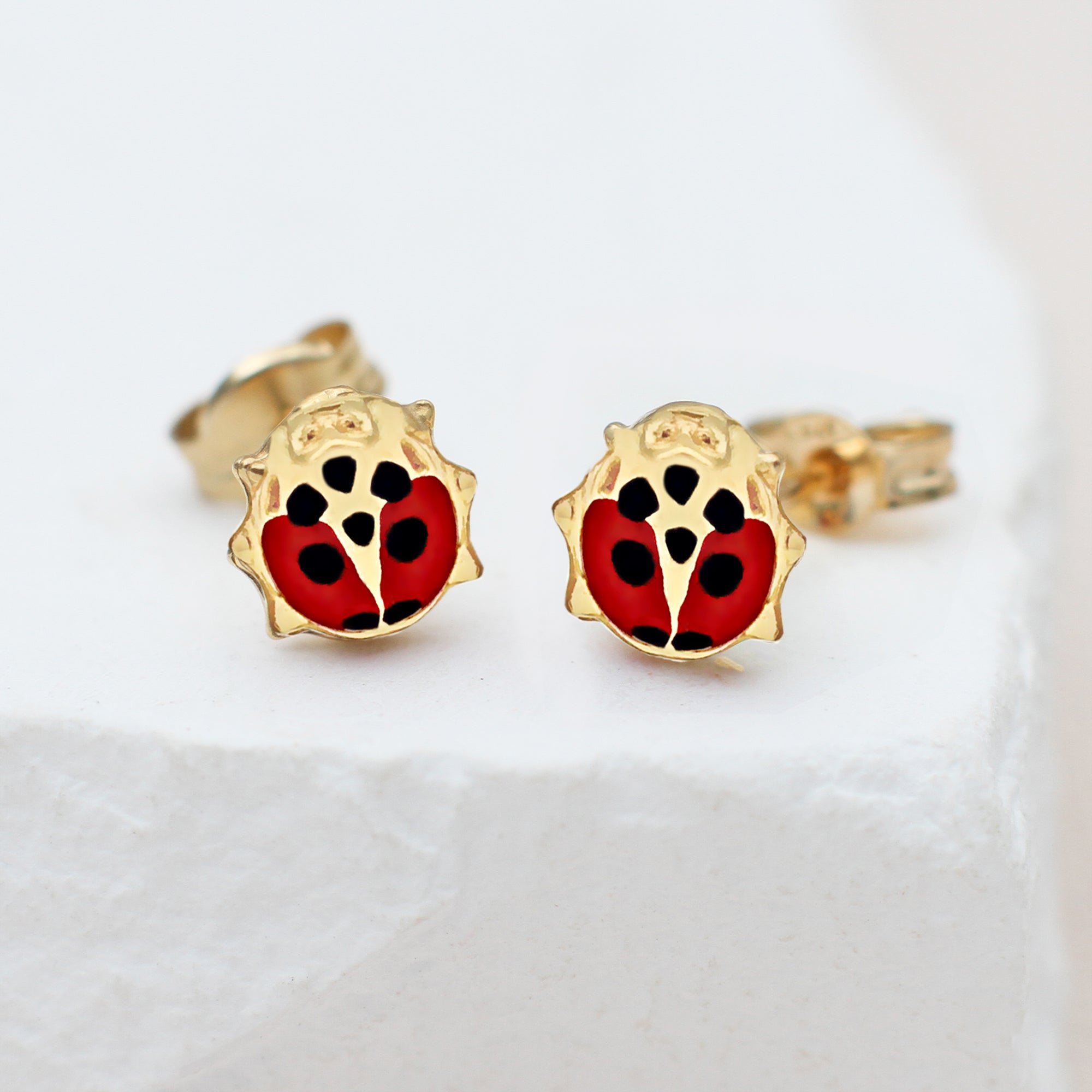 9ct Yellow Gold Ladybird Stud Earrings