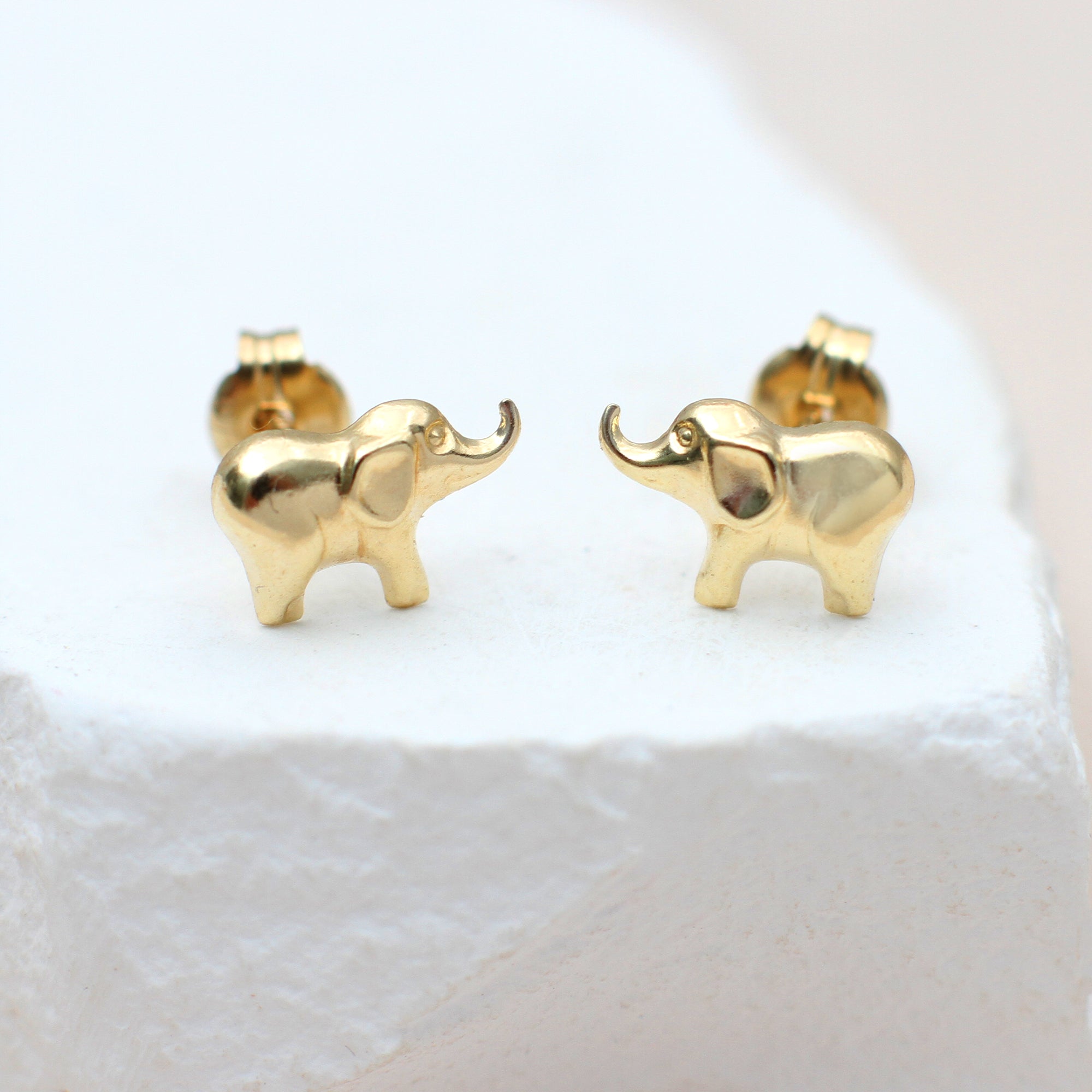 9ct Yellow Gold Elephant Stud Earrings